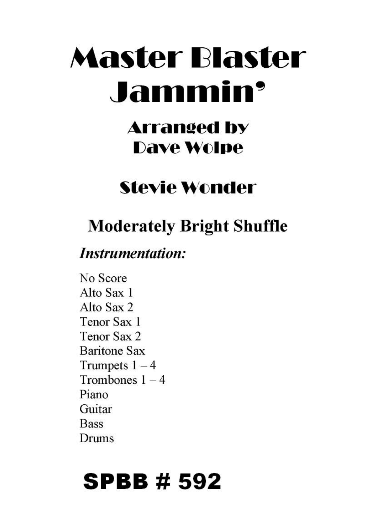 Master Blaster Jammin (D.Wolpe) S.Wonder — sheet music cover (first page)
