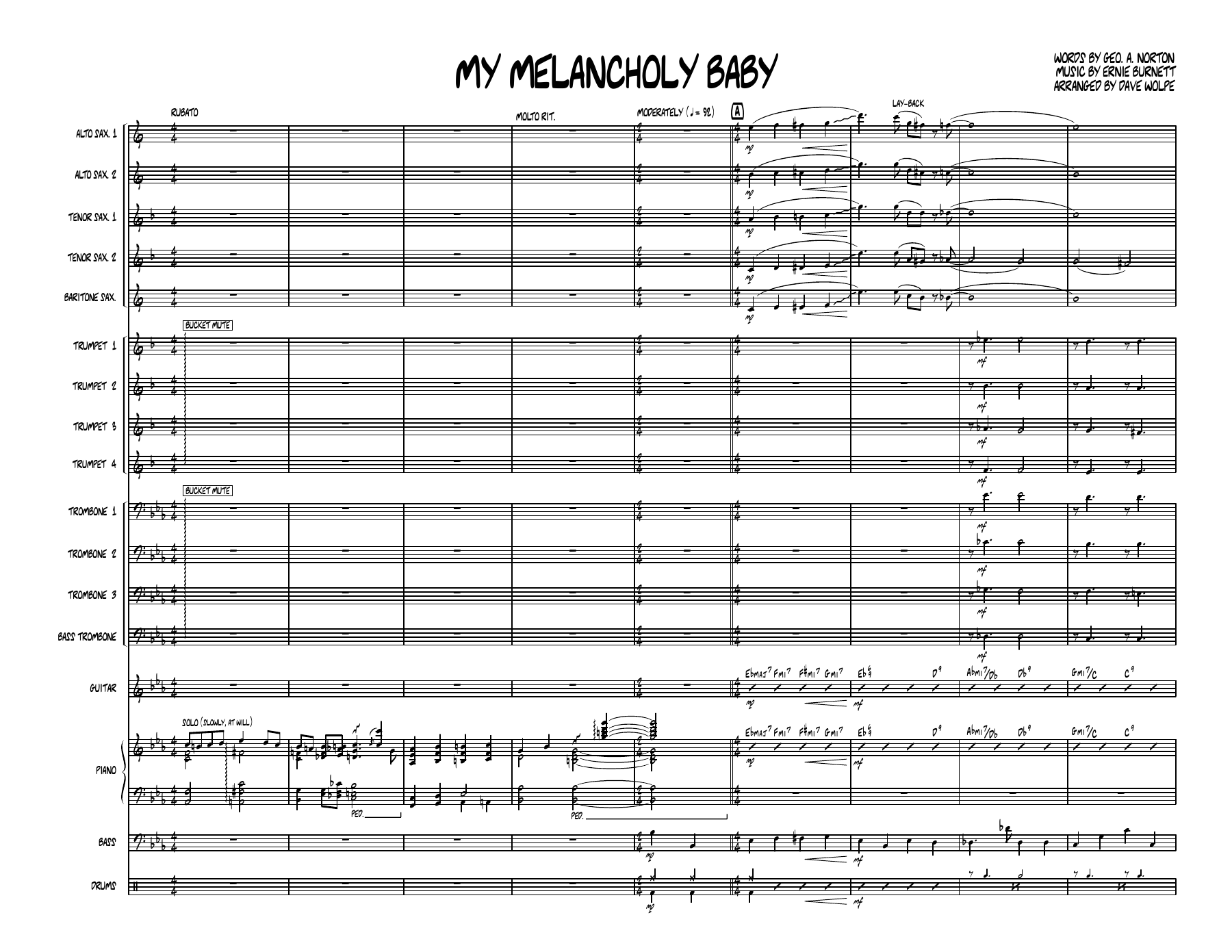 My Melancholy Baby — sheet music preview