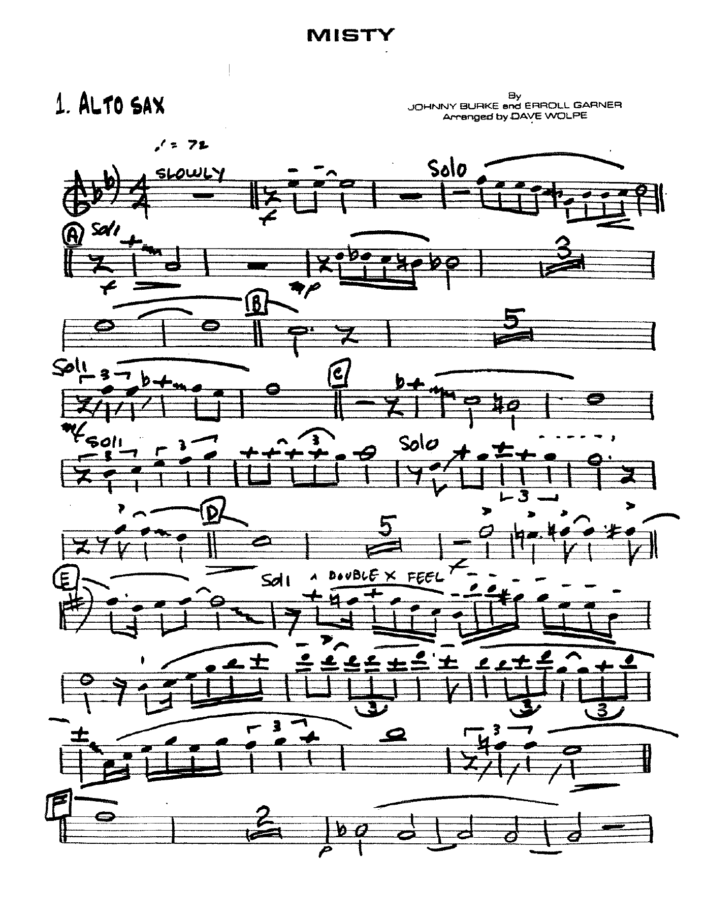 Misty (D.Wolpe) Trb.Feat — Big Band sheet music arranged by Dave Wolpe | Jazz Standard