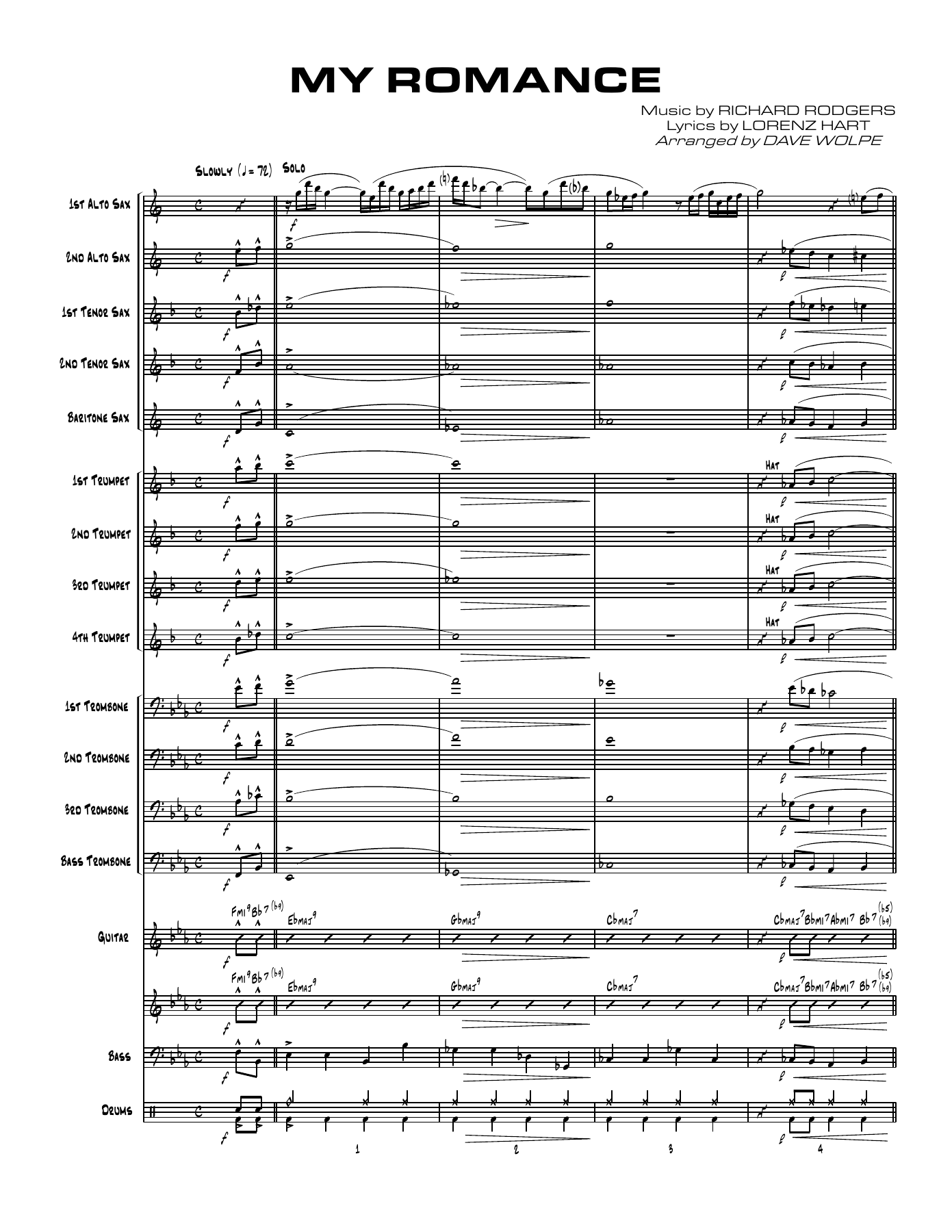 My Romance — sheet music cover (first page)