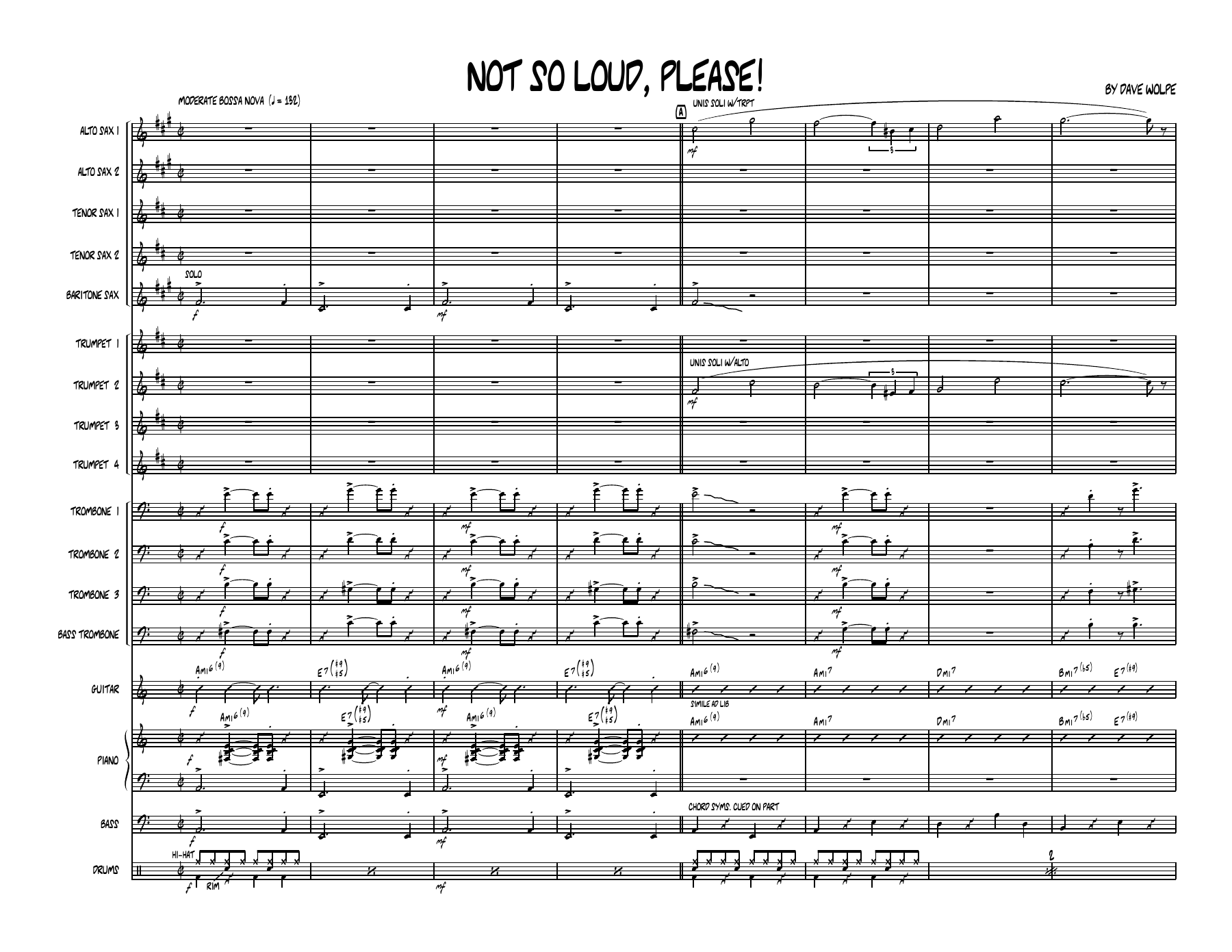 Not So Loud Please (D.Wolpe) 45 — Big Band sheet music arranged by Dave Wolpe | Jazz Standard
