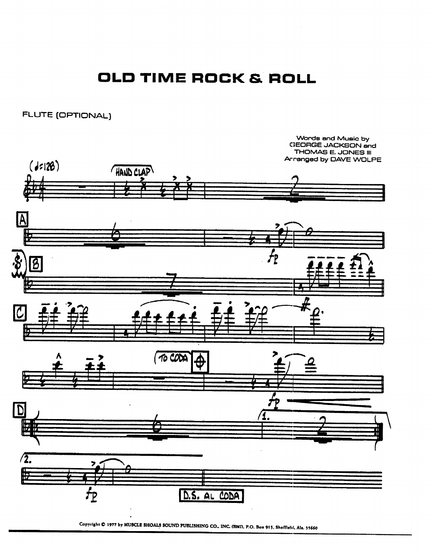 Old Time Rock And Roll — sheet music cover (first page)