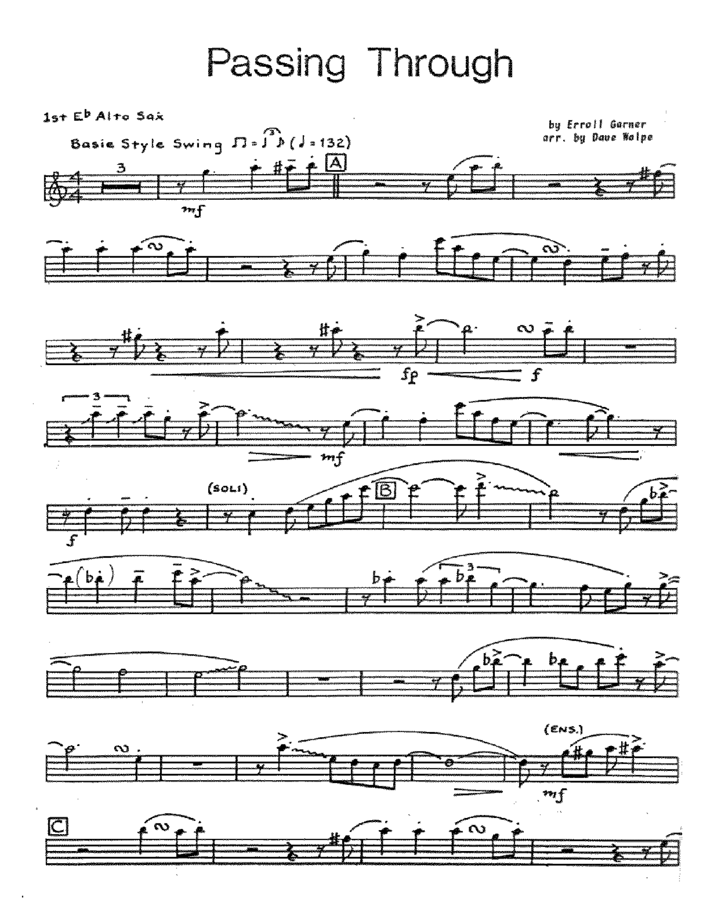 Passing Through — sheet music cover (first page)