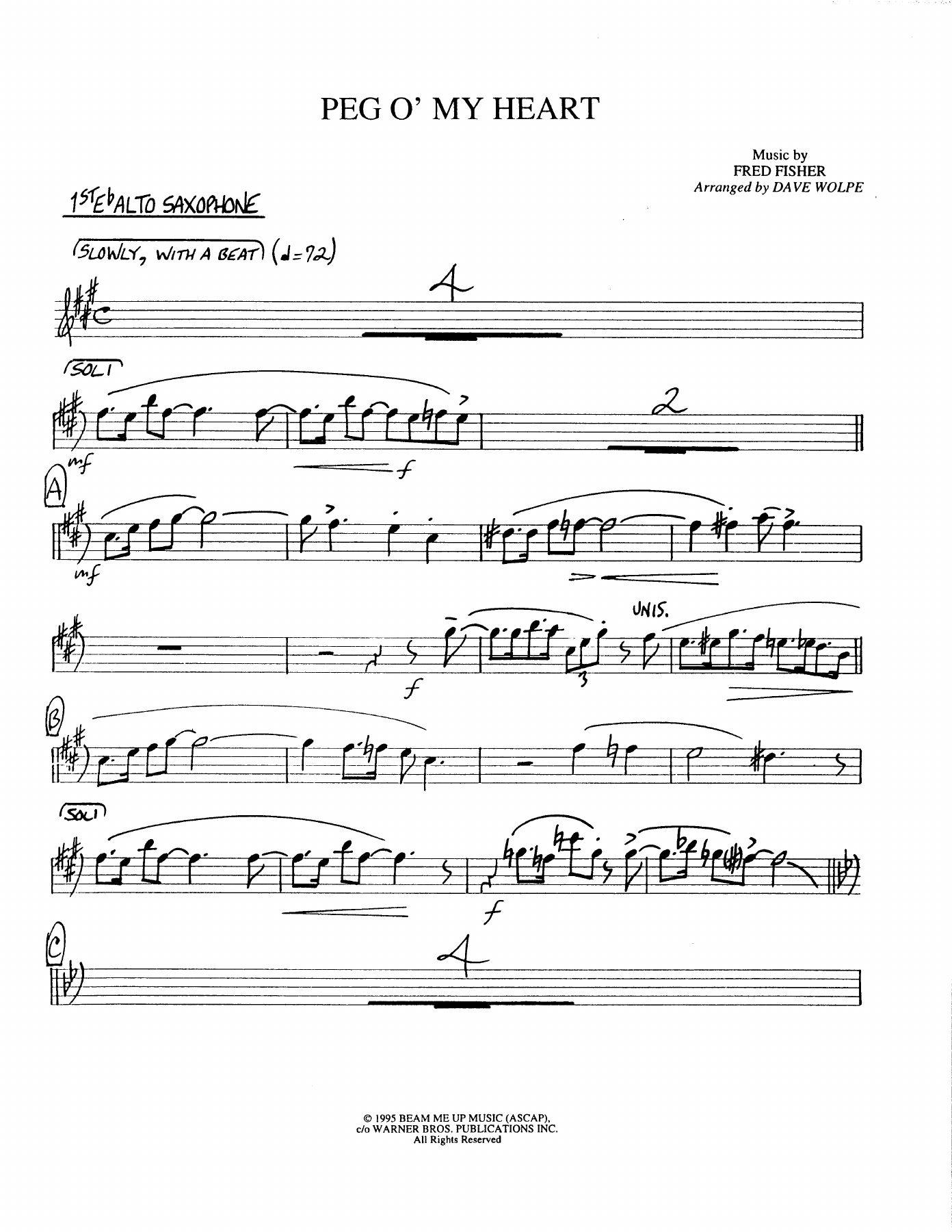 Peg O' My Heart — Big Band sheet music arranged by D.Wolpe | Jazz Standard