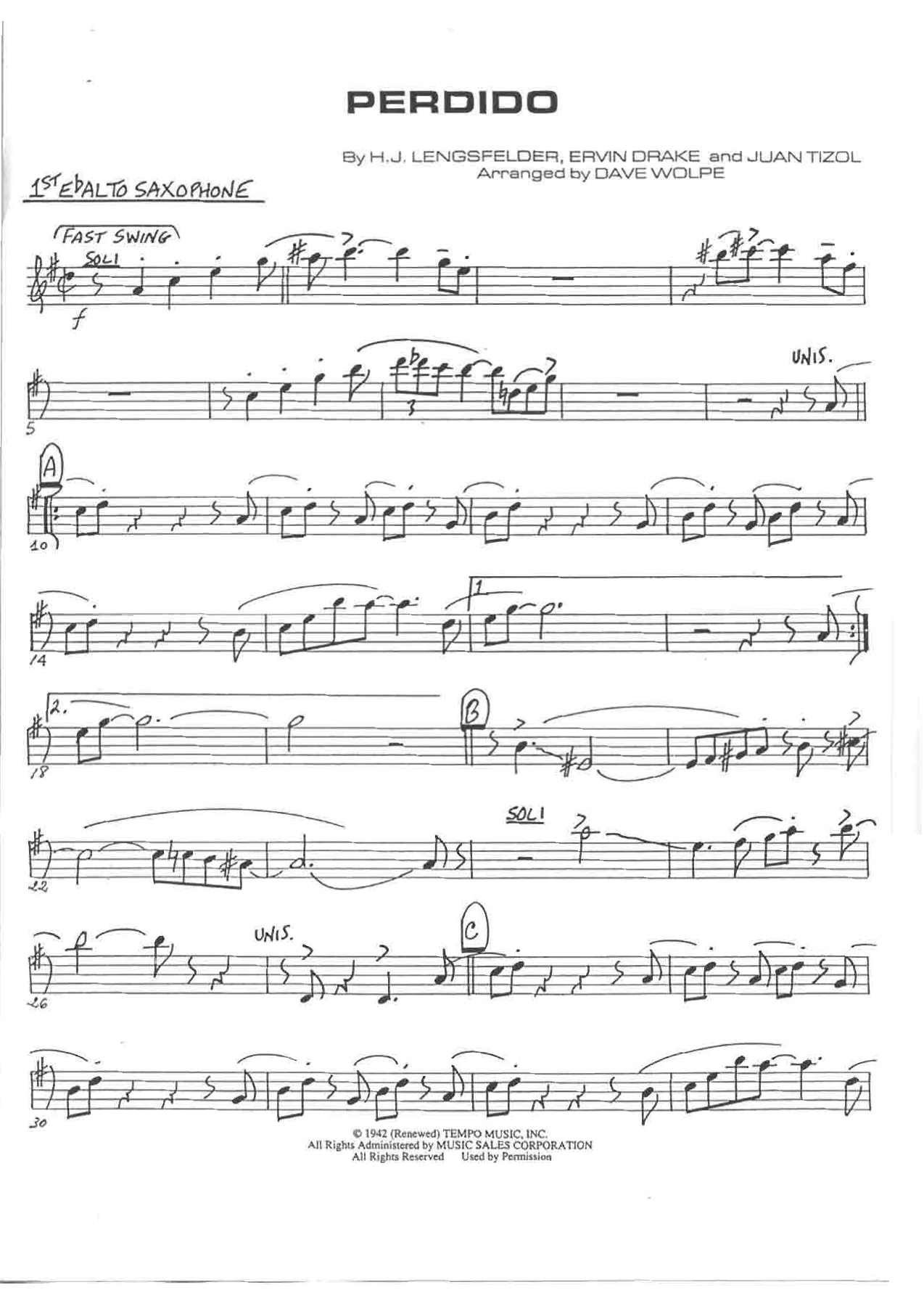 Perdido (D.Wolpe) 2 — sheet music cover (first page)