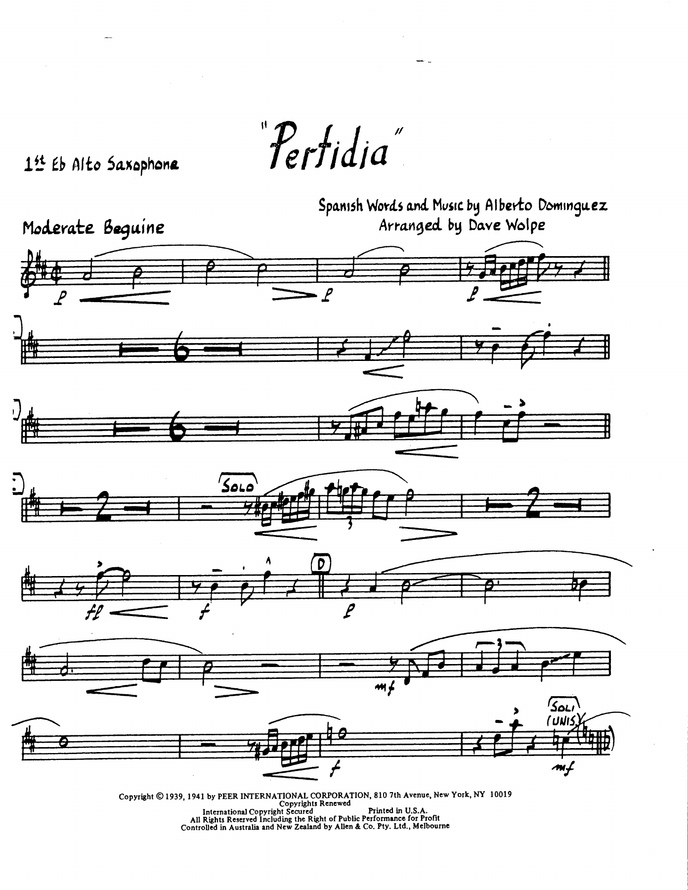 Perfidia — sheet music cover (first page)