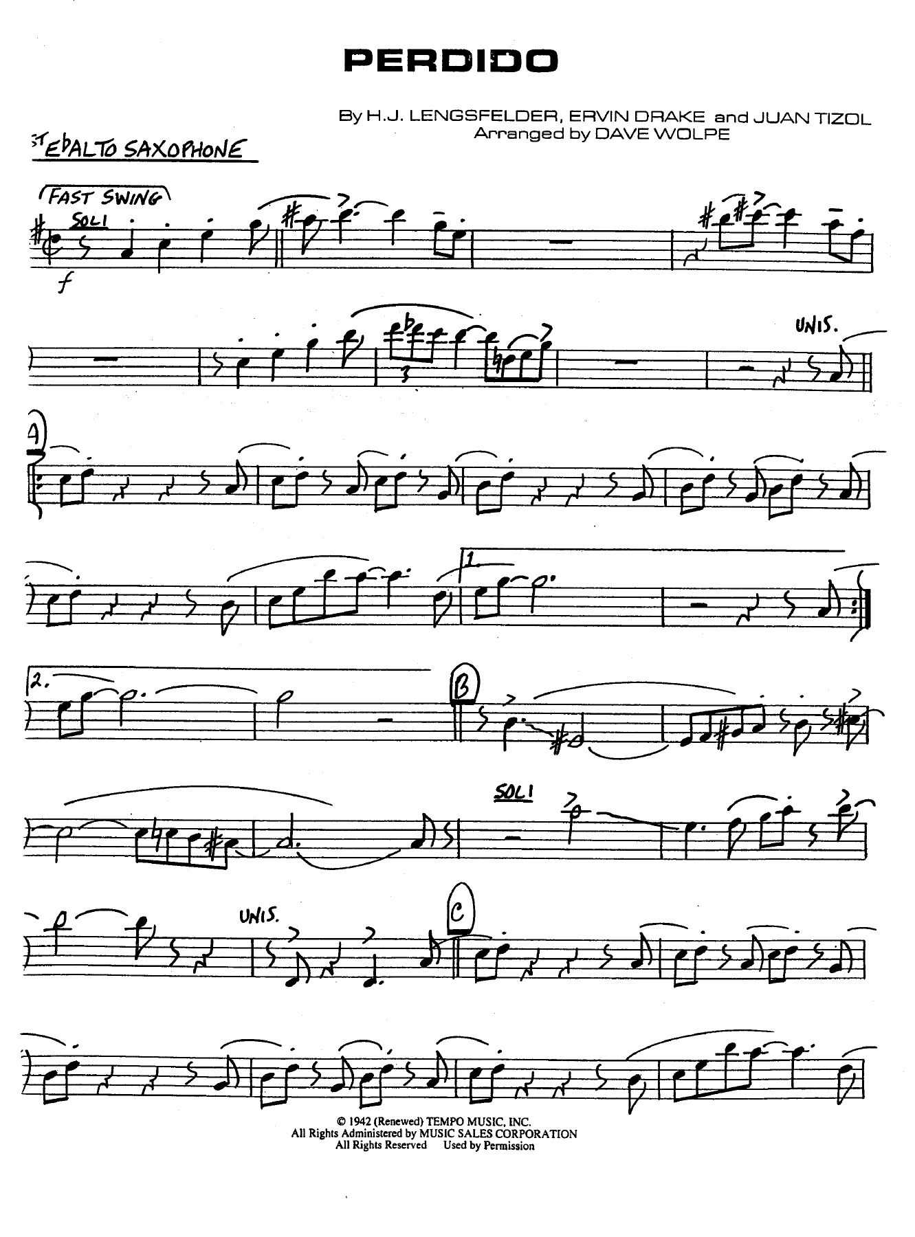 Perdido (D.Wolpe) 1 — Big Band sheet music arranged by Dave Wolpe | Jazz Standard
