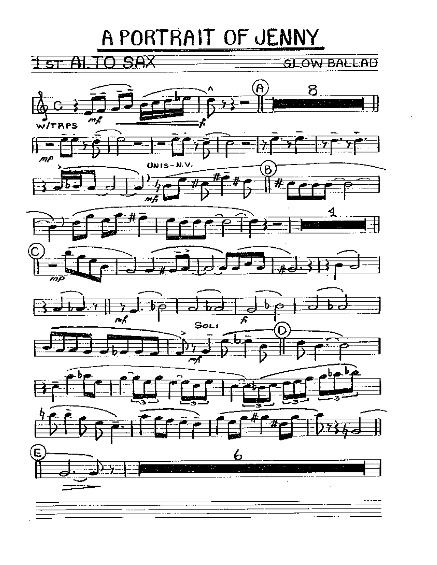 Portrait Of Jenny — Big Band sheet music by Don G'Witt- Dave Wolpe | Jazz Standard