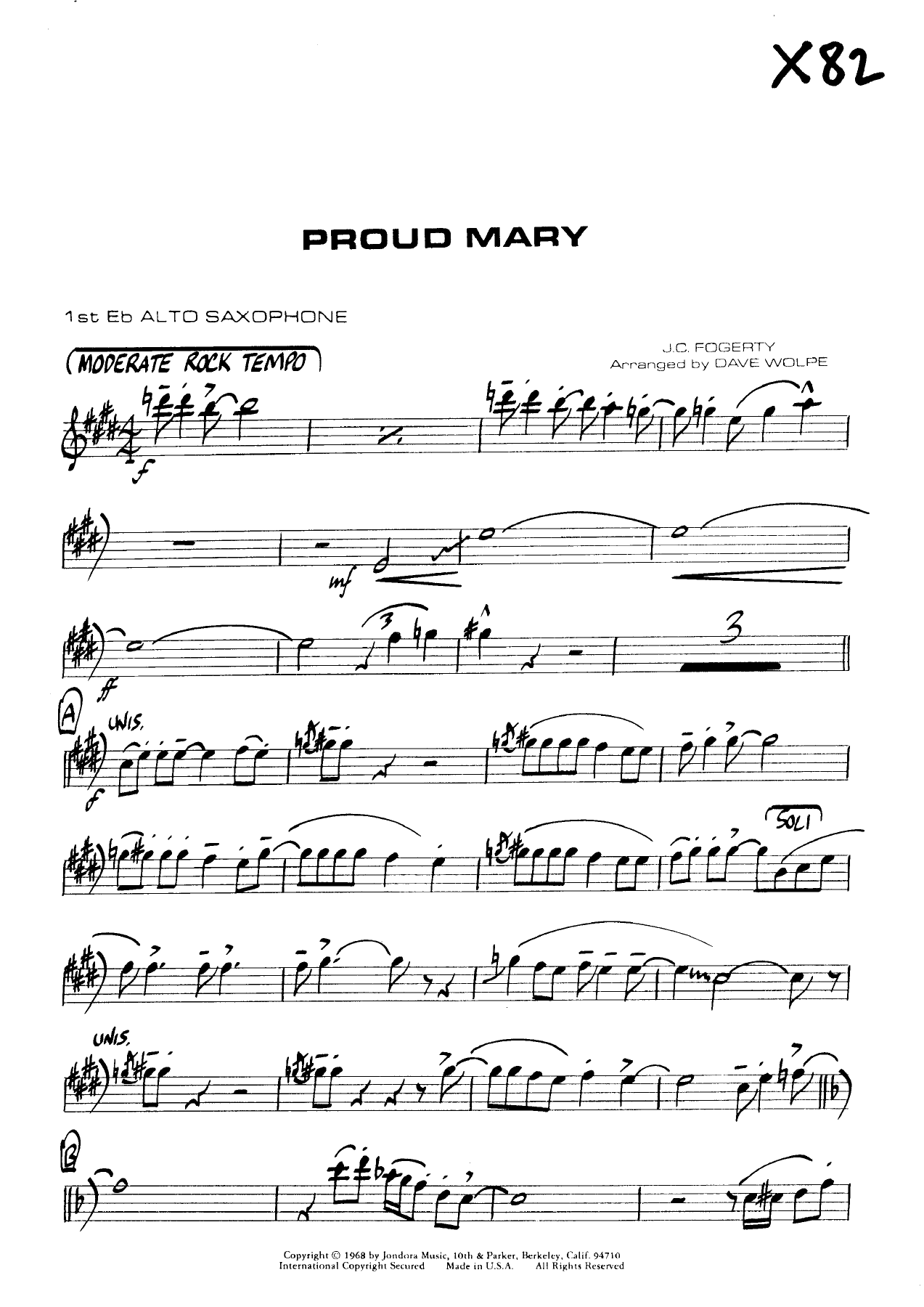 Proud Mary — sheet music cover (first page)