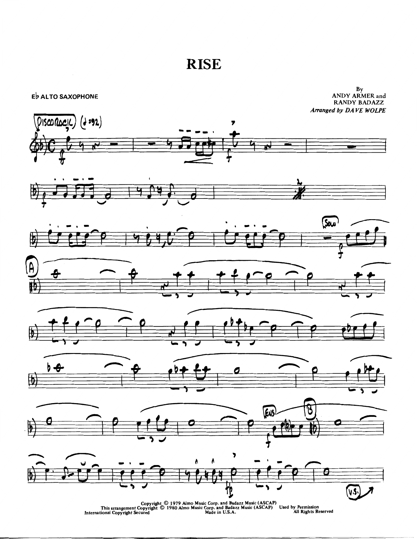 Rise — sheet music cover (first page)