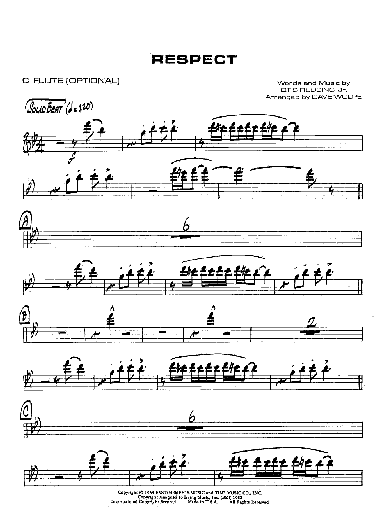 Respect — sheet music cover (first page)