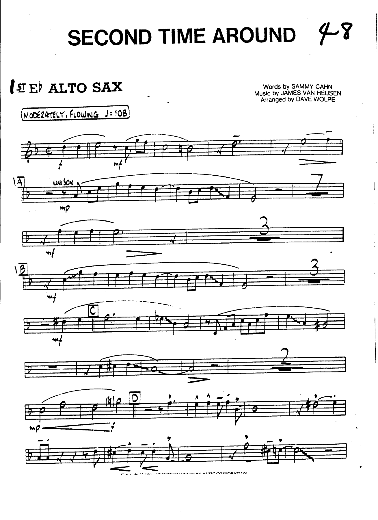 Second Time Around — sheet music cover (first page)