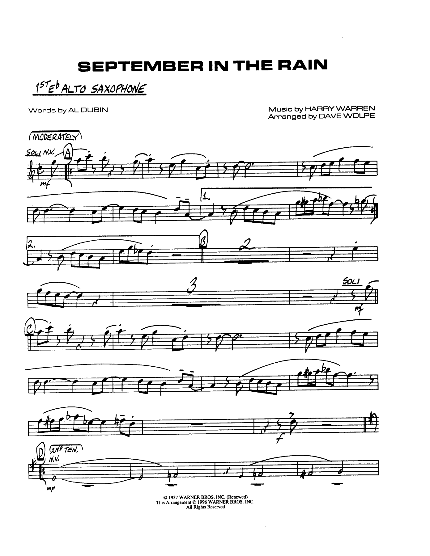 September In The Rain — sheet music cover (first page)