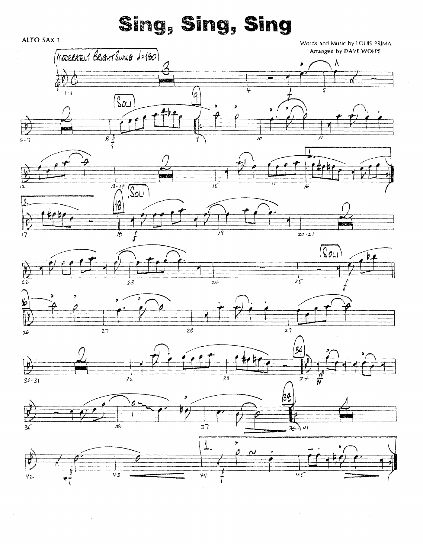 Sing, Sing, Sing — sheet music cover (first page)