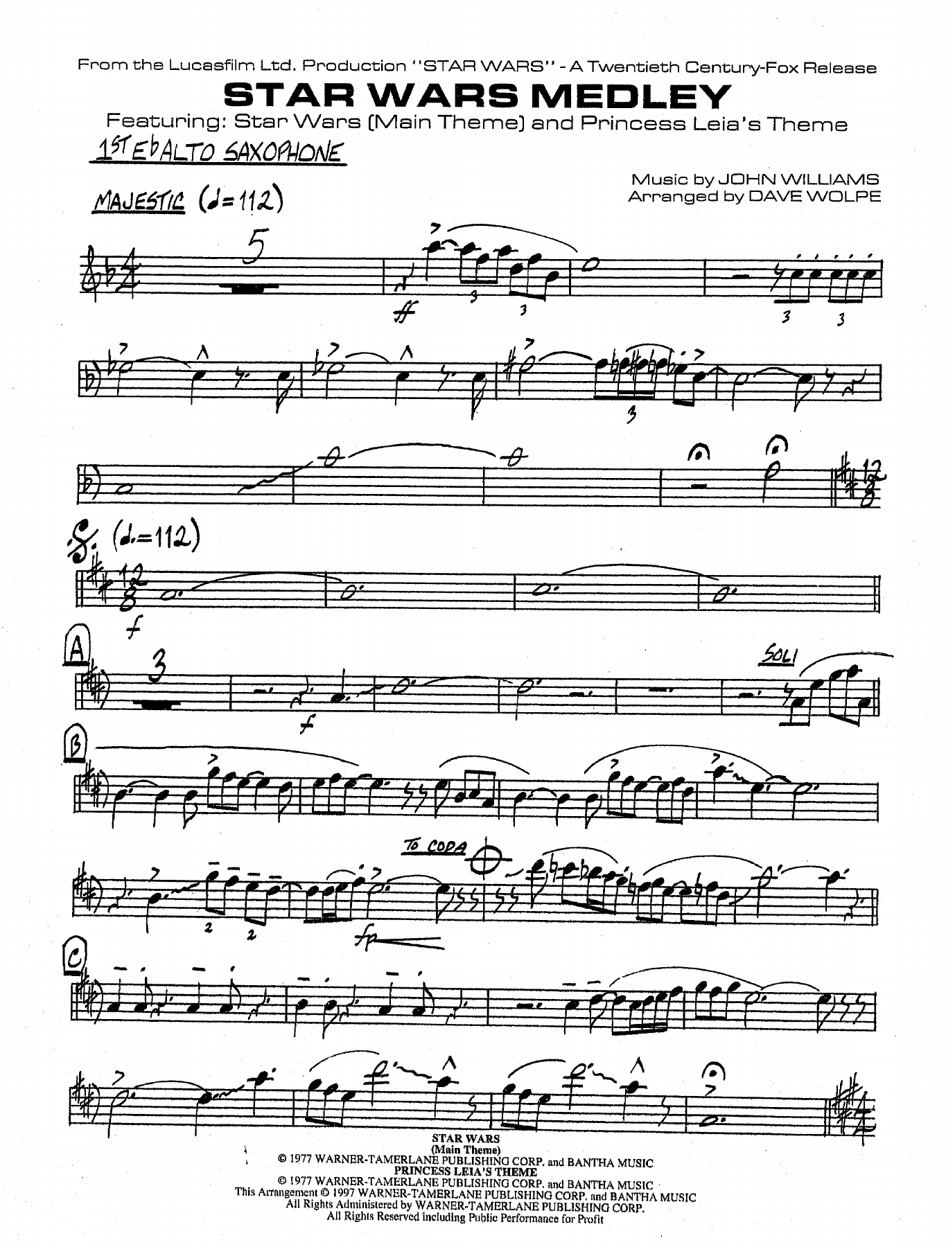 Star Wars Medley — Big Band sheet music arranged by D.Wolpe | Jazz Standard