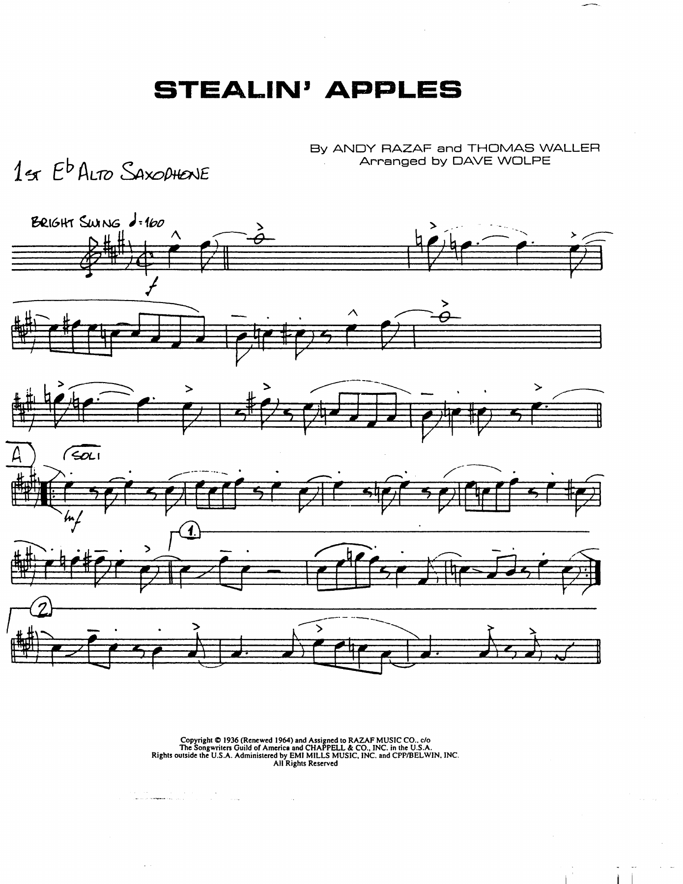 Stealin' Apples — sheet music cover (first page)