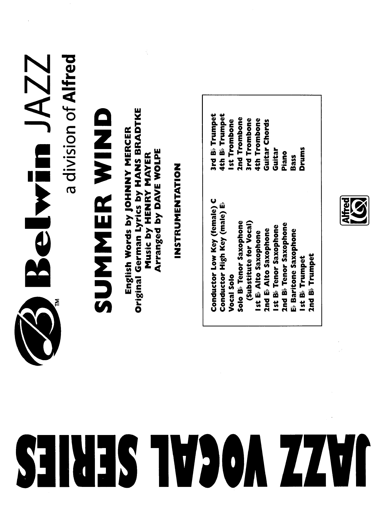 Summer Wind (D.Wolpe) Male Vocal — sheet music preview