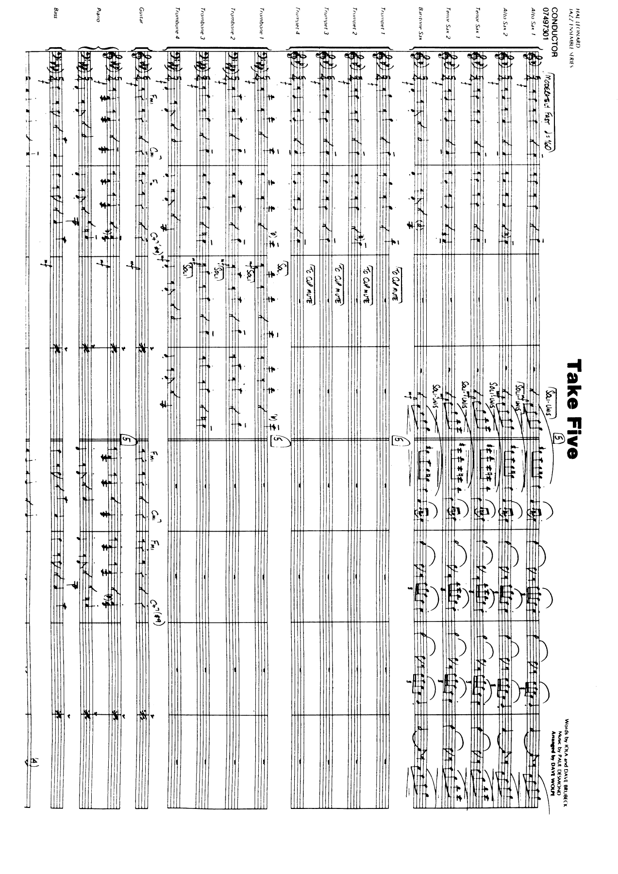 Take Five — sheet music cover (first page)