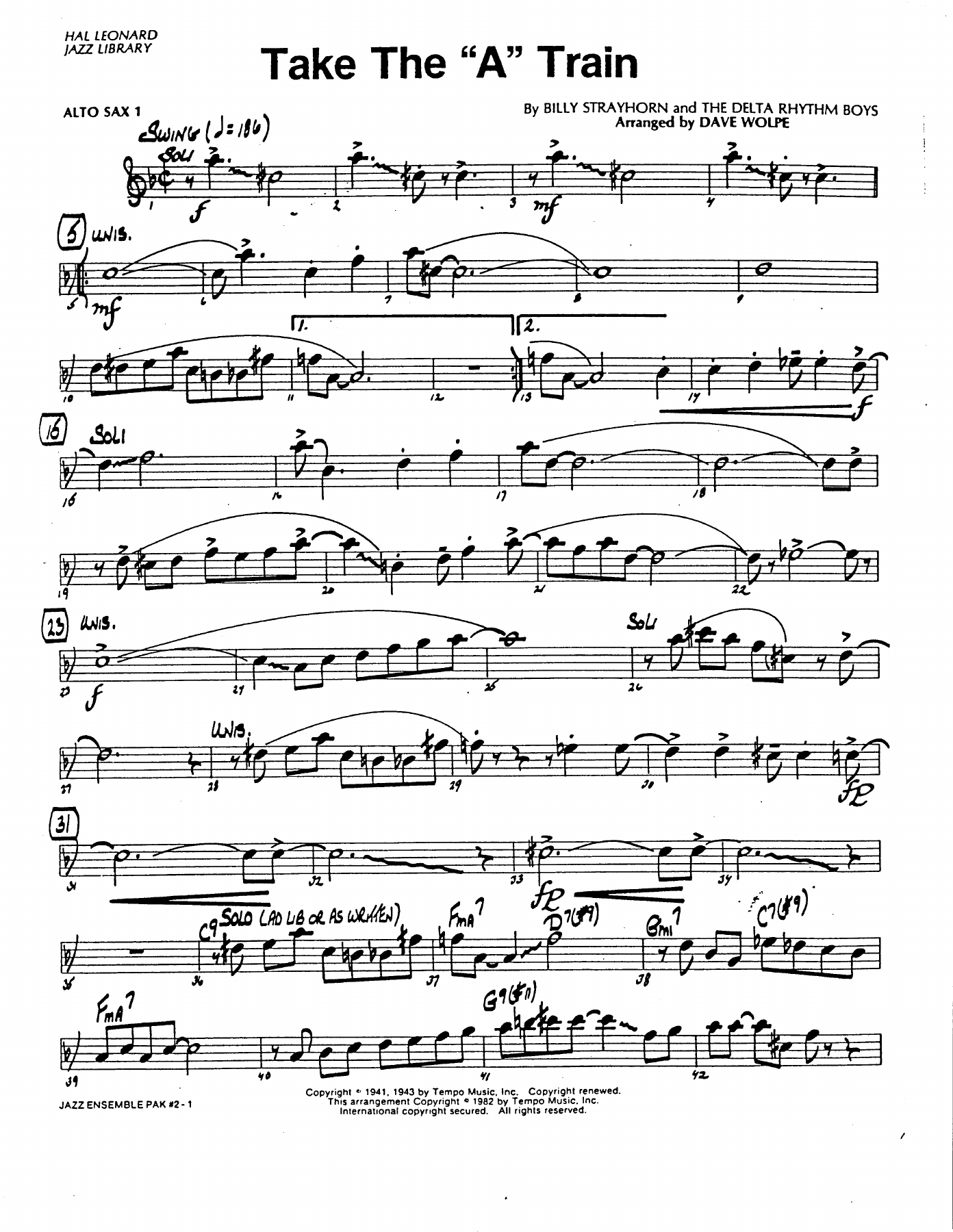 Take The A Train — Big Band sheet music arranged by D.Wolpe | Jazz Standard