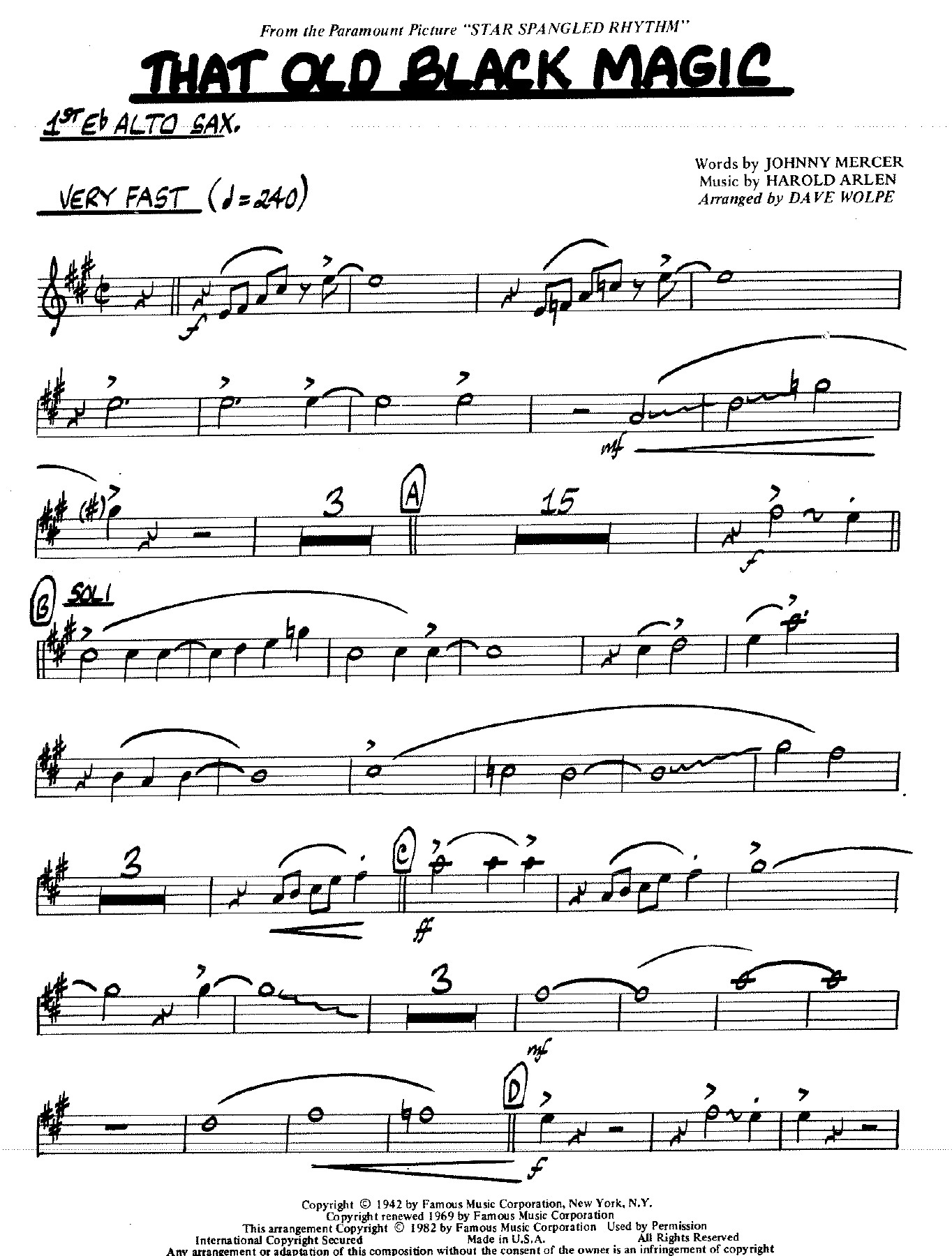 That Old Black Magic — sheet music cover (first page)