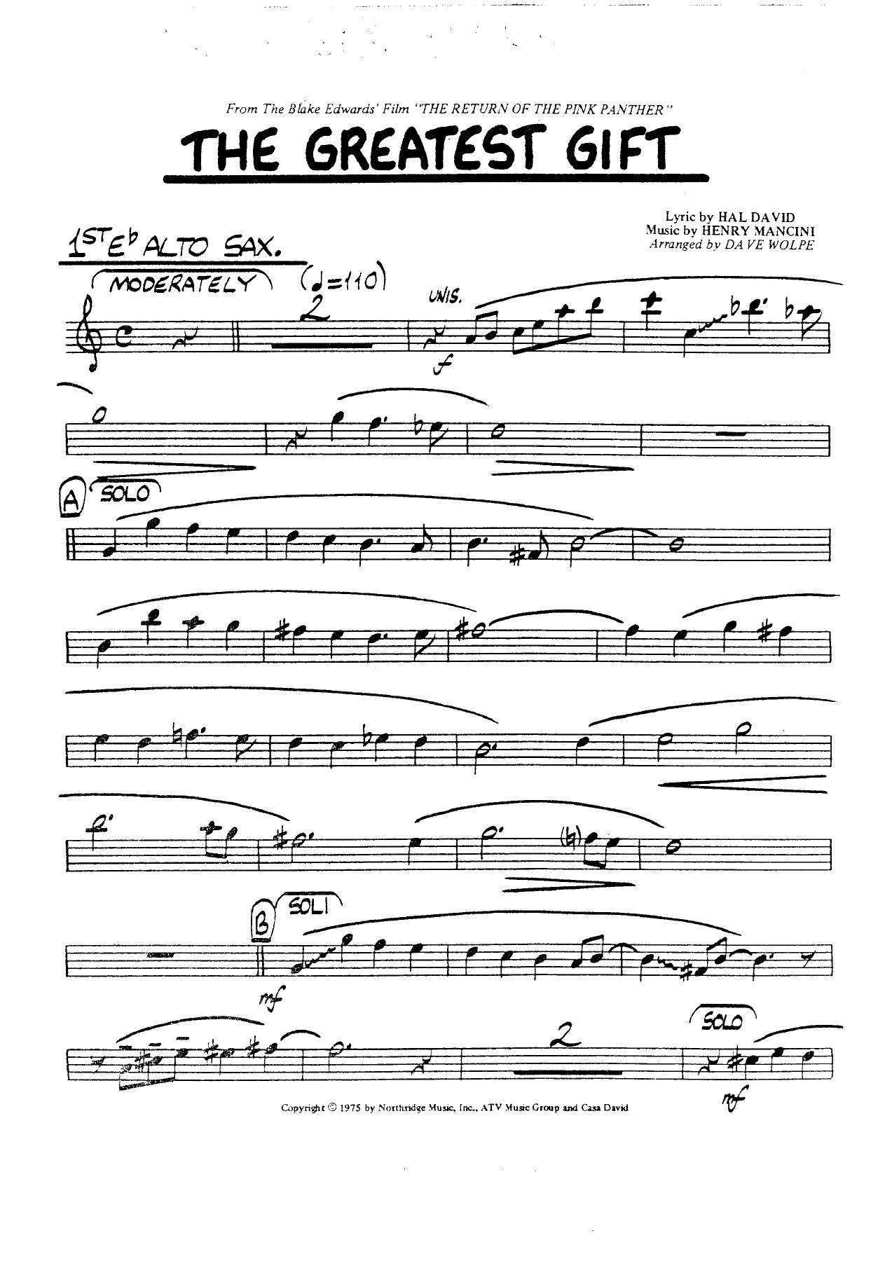The Greatest Gift — sheet music cover (first page)