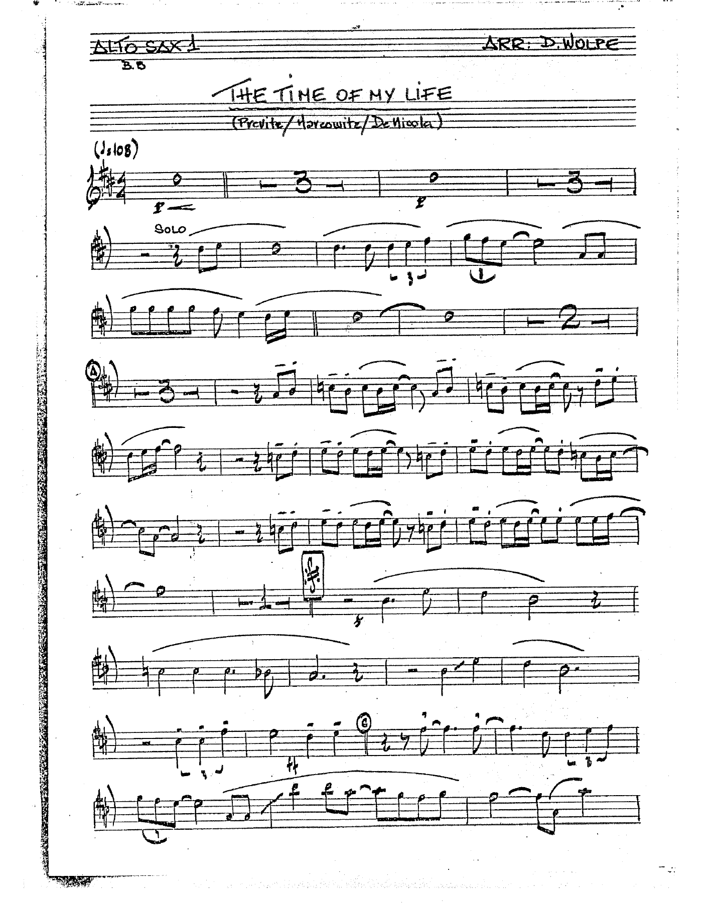 The Time Of My Life — sheet music cover (first page)
