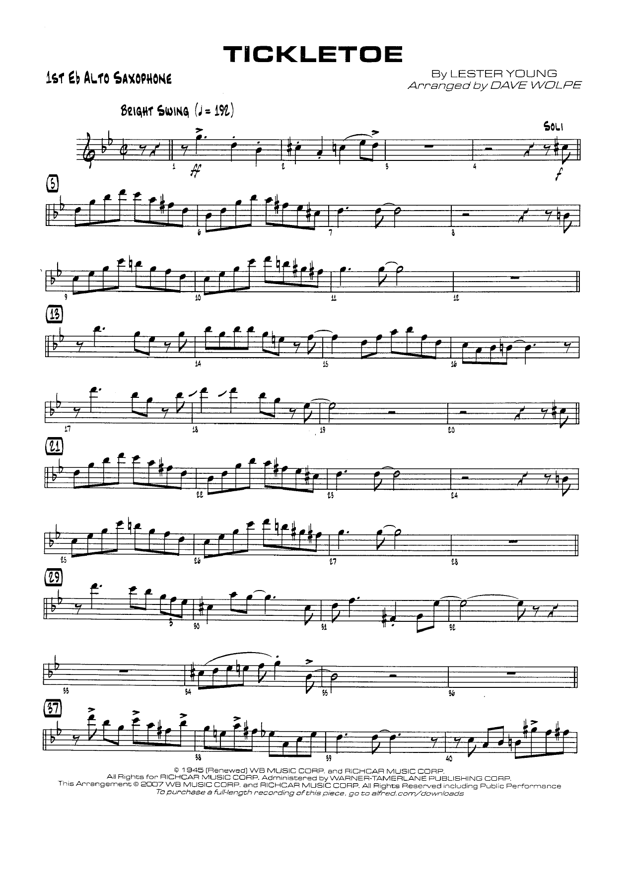 Tickletoe — sheet music cover (first page)