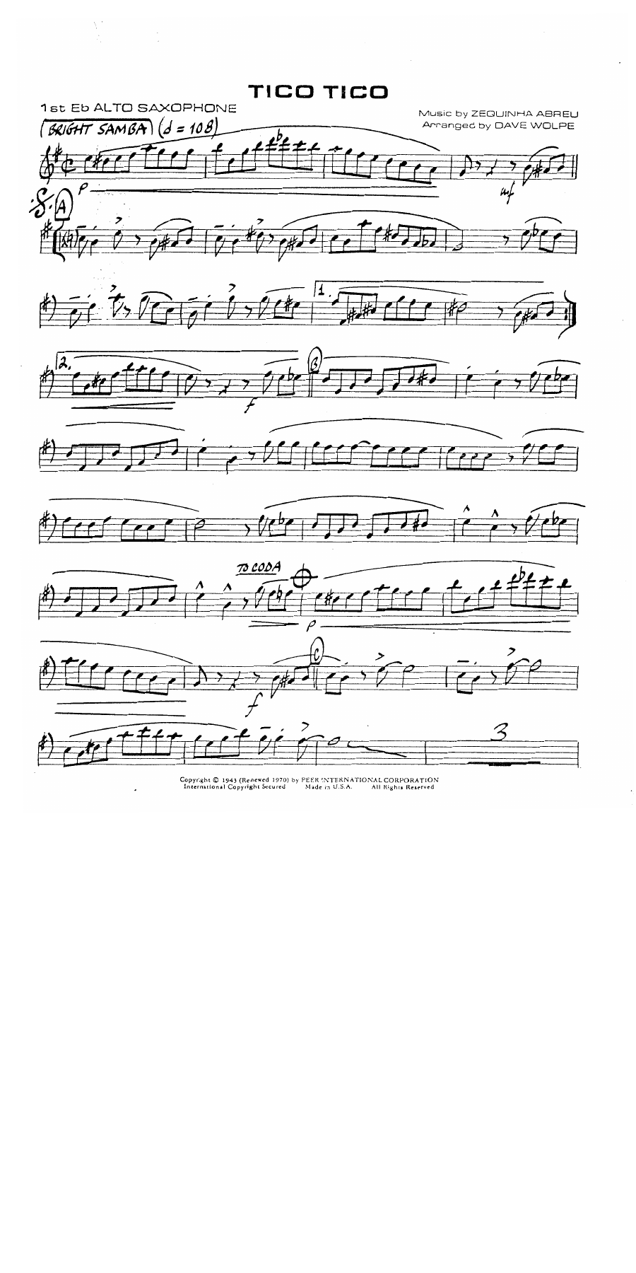 Tico Tico — sheet music cover (first page)