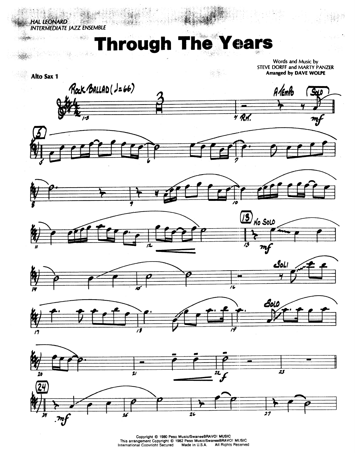 Through The Years — sheet music cover (first page)