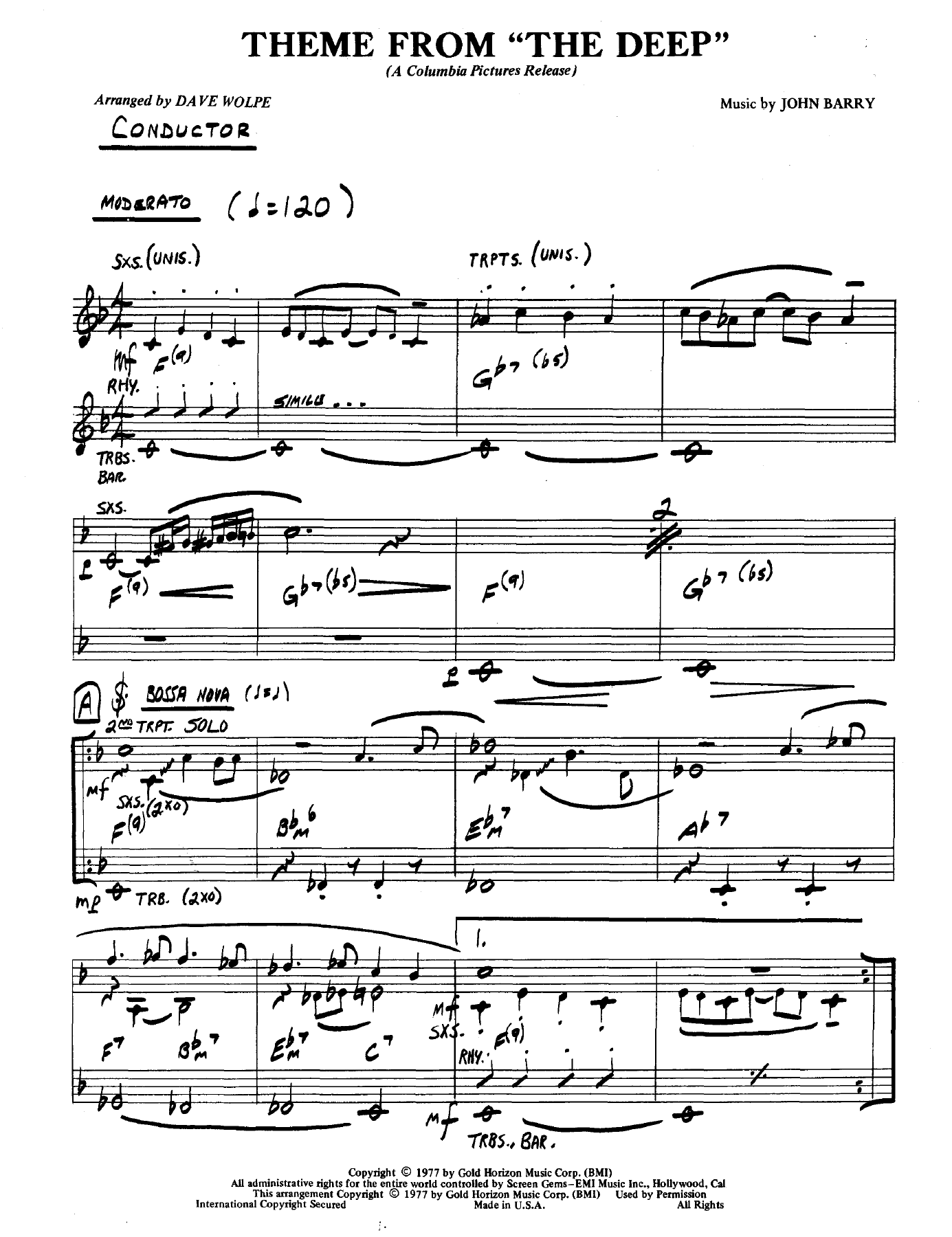 Theme From The Deep — sheet music cover (first page)