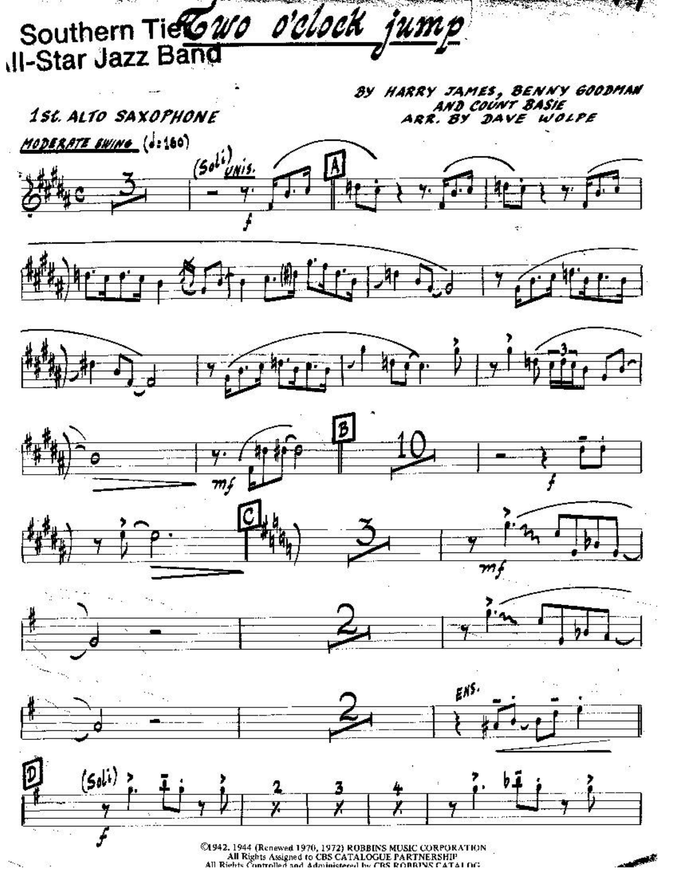 Two O'Clock Jump — sheet music preview
