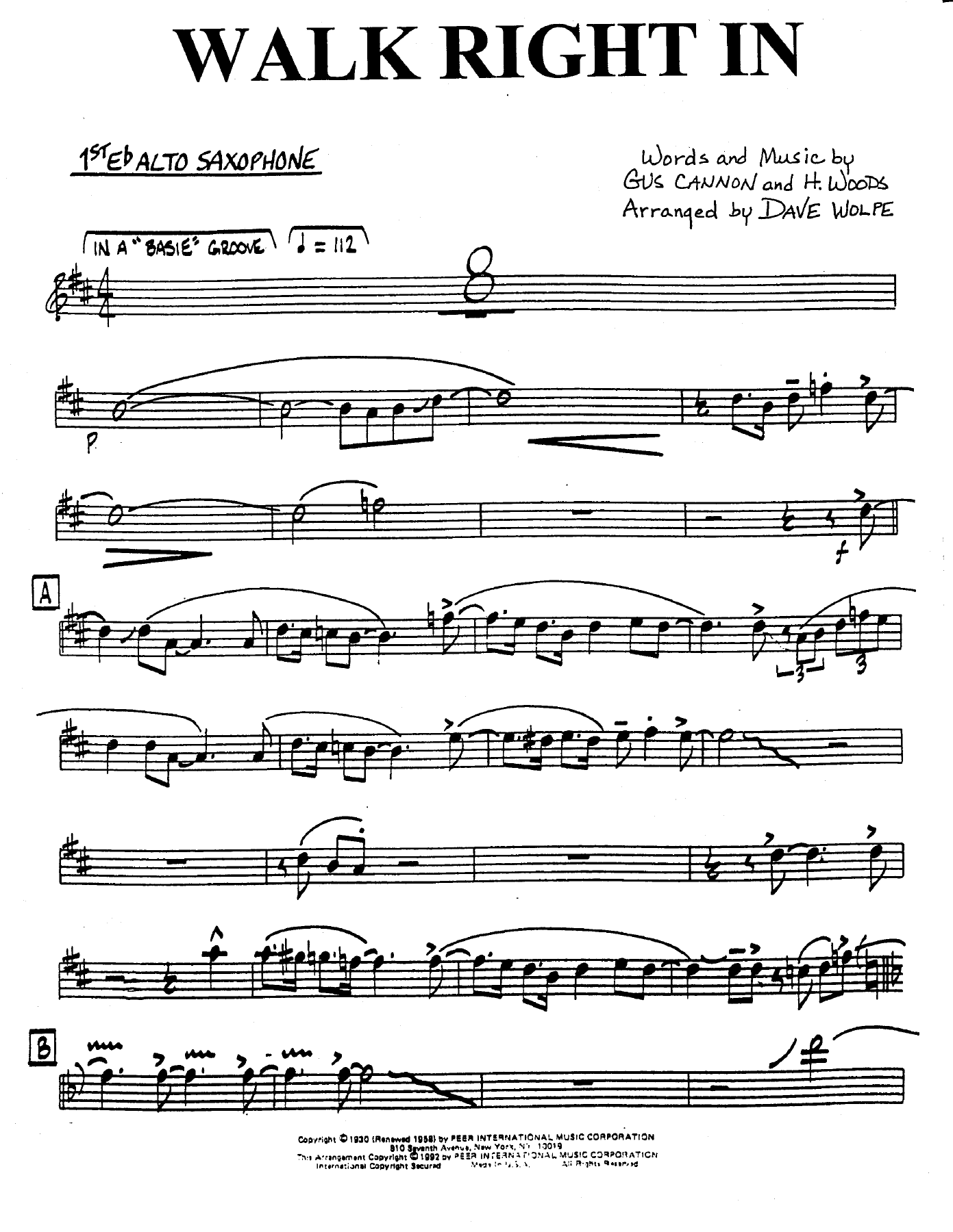 Walk Right In — sheet music cover (first page)