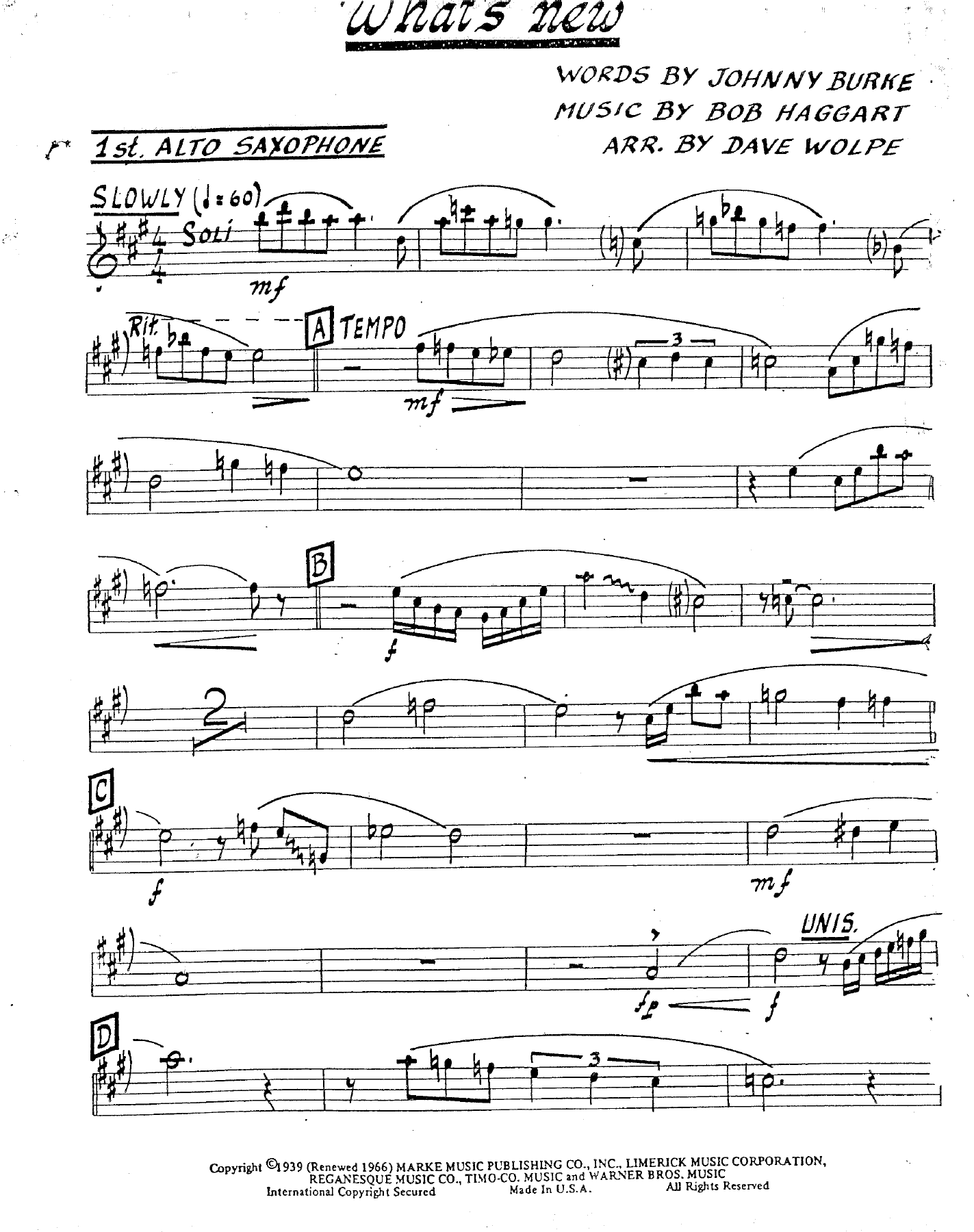 What's New (D.Wolpe) Piano Feature — Big Band sheet music by Dave Wolpe | Jazz Standard