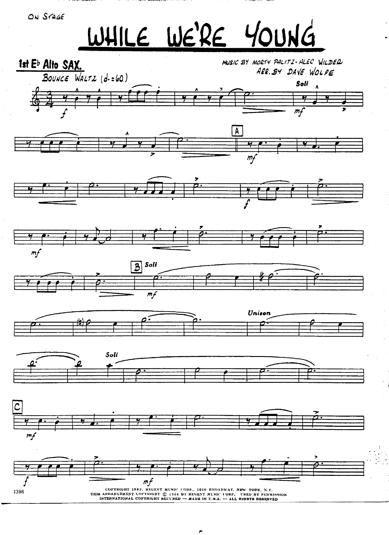 While We're Young — sheet music cover (first page)