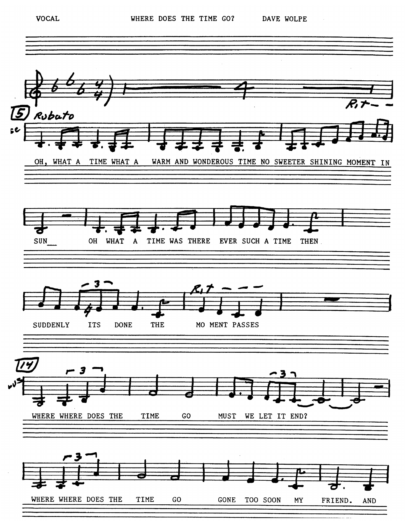 Where Does The Time Go — sheet music cover (first page)