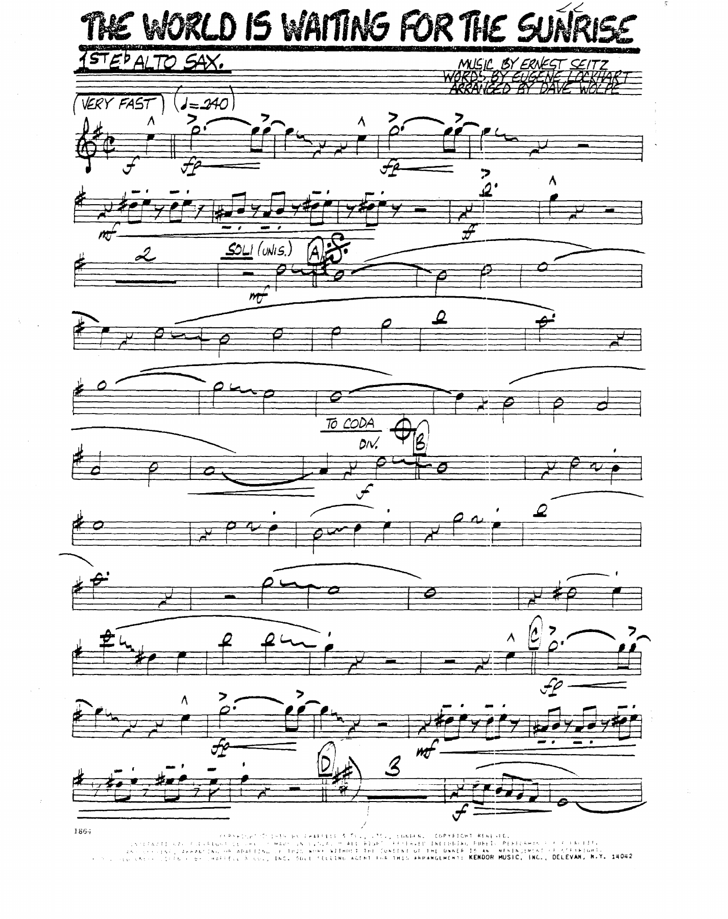 World Is Waiting For The Sunrise — Big Band sheet music by D.Wolpe | Jazz Standard