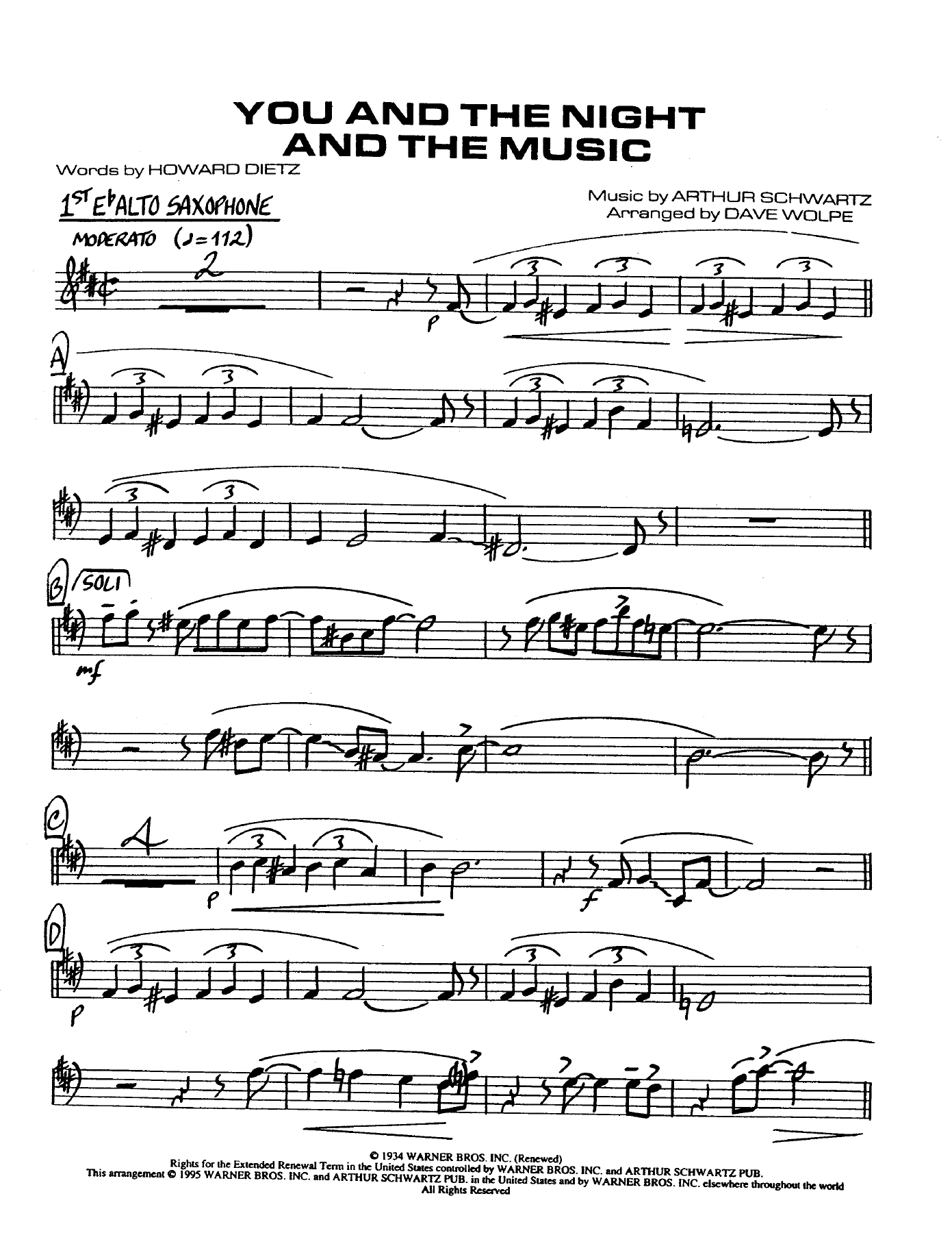 You And The Night And The Music — Big Band sheet music by D.Wolpe | Jazz Standard