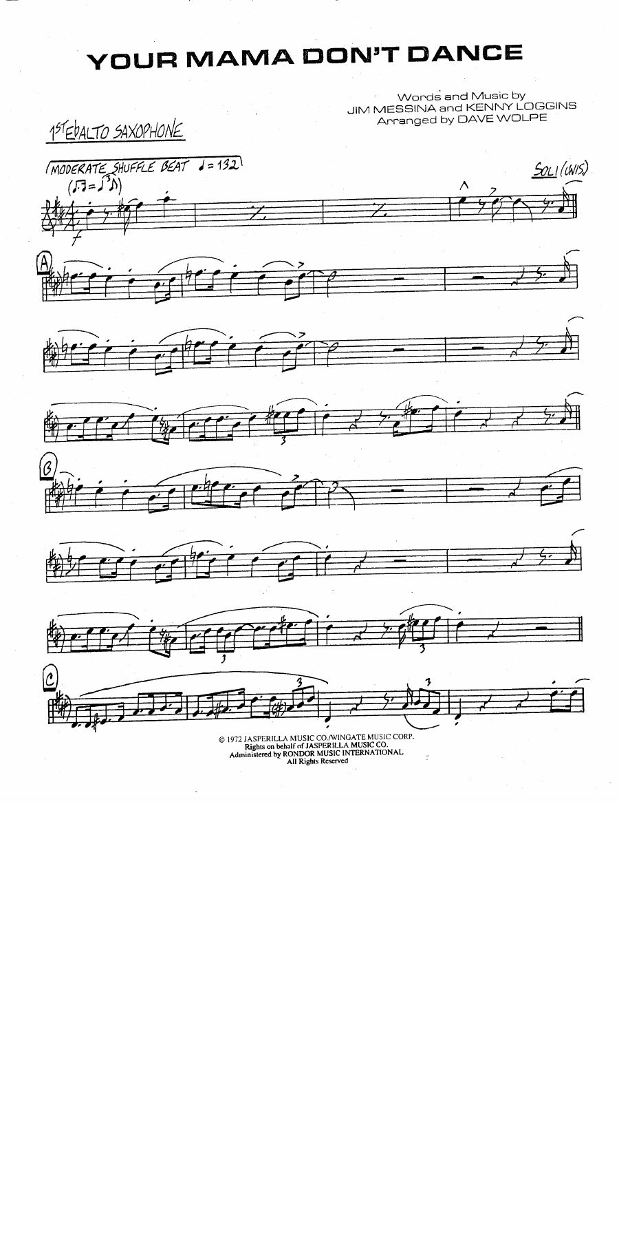 Your Mama Don't Dance — sheet music preview