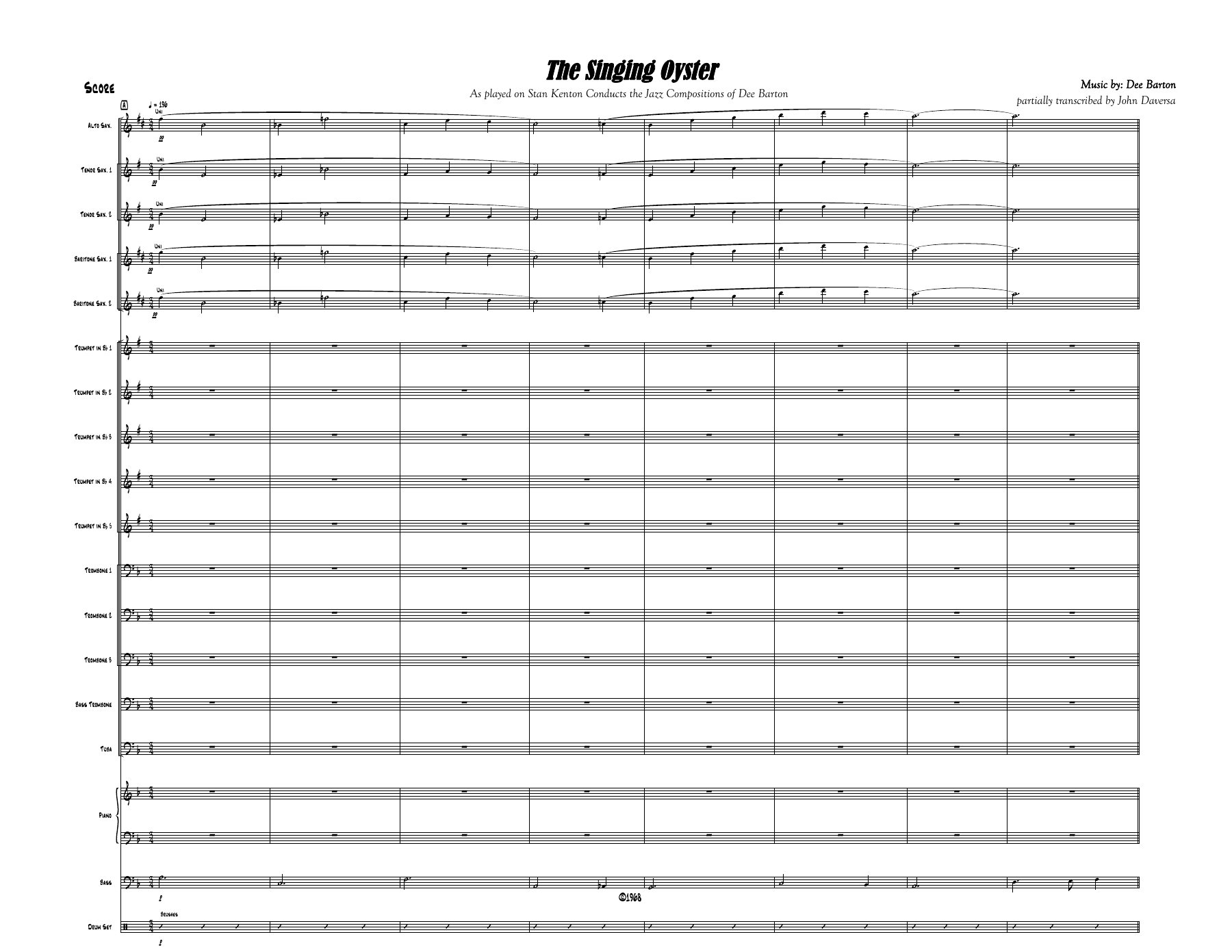 The Singing Oyster (D.Barton) 110 — sheet music cover (first page)