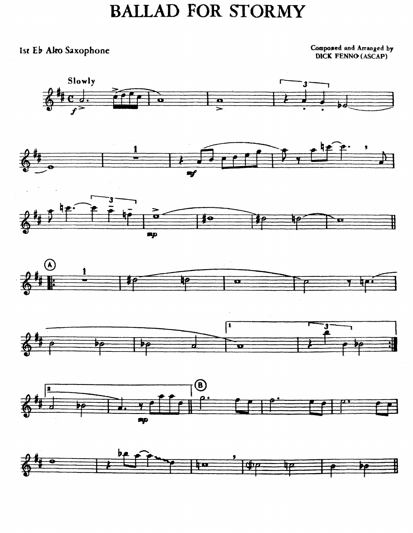 Ballad For Stormy — sheet music cover (first page)