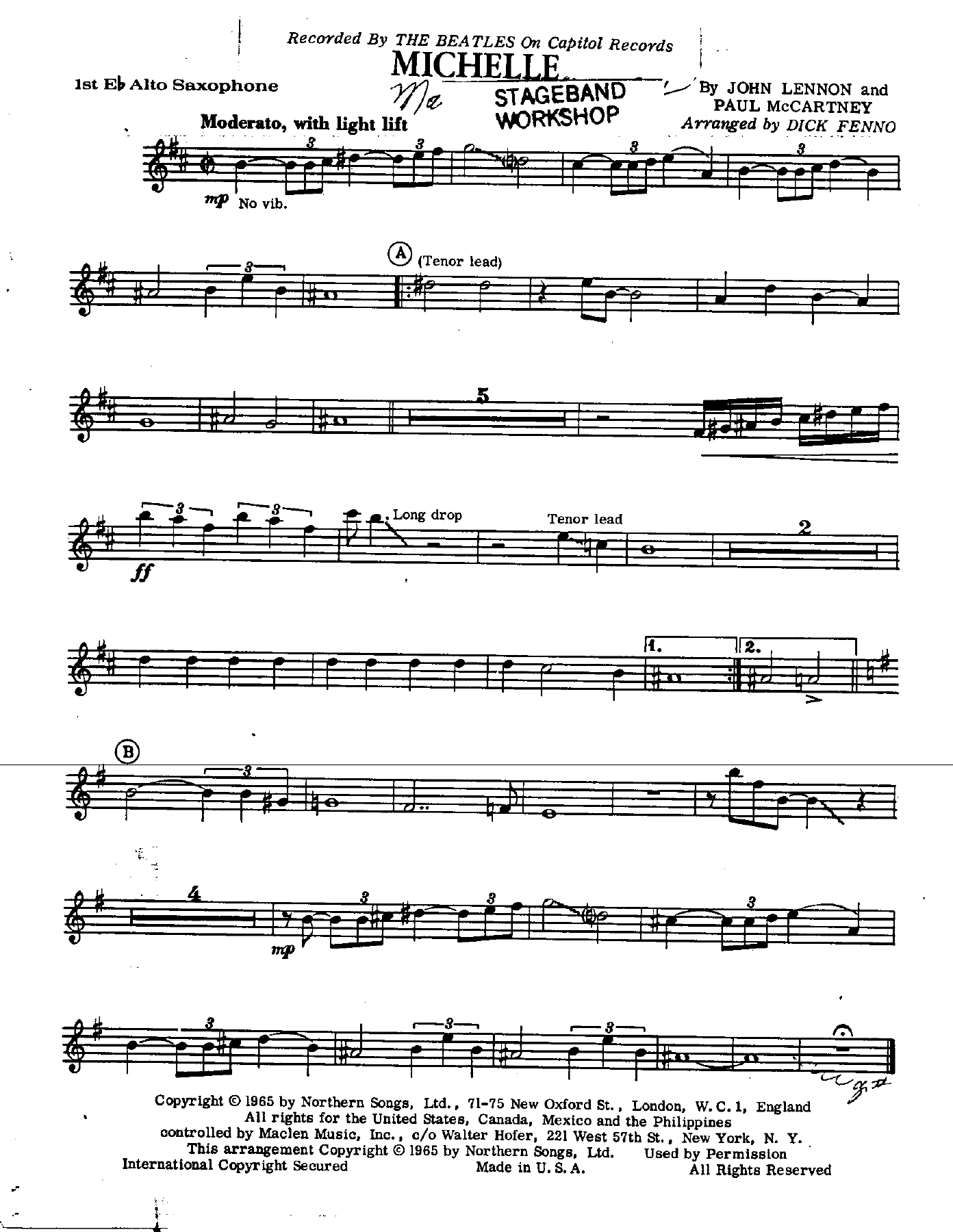 Michelle — sheet music cover (first page)