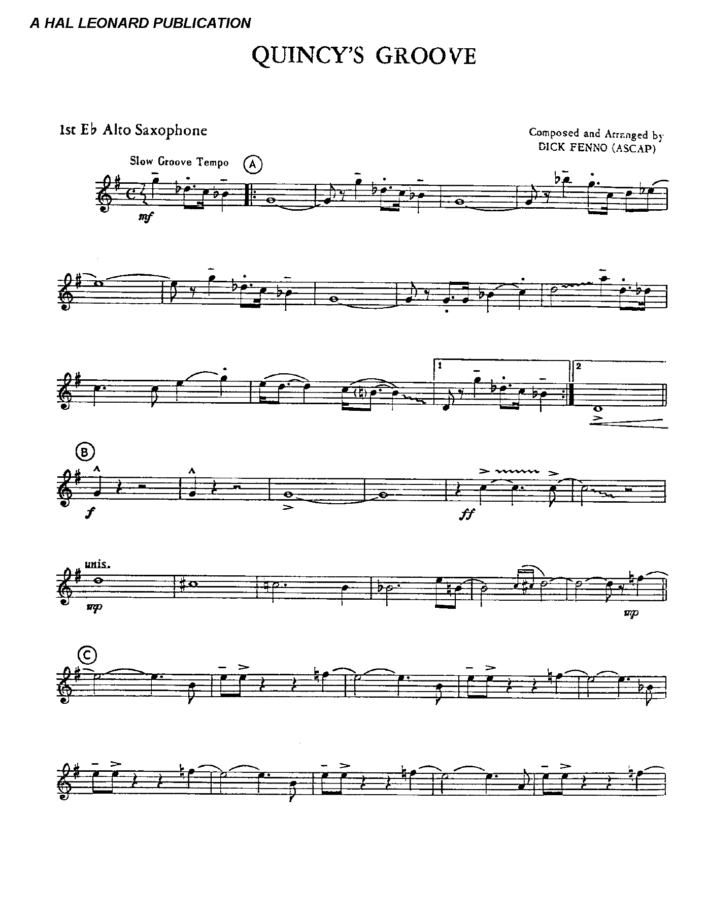 Quincy's Groove — Big Band sheet music arranged by D.Fenno | Jazz Standard