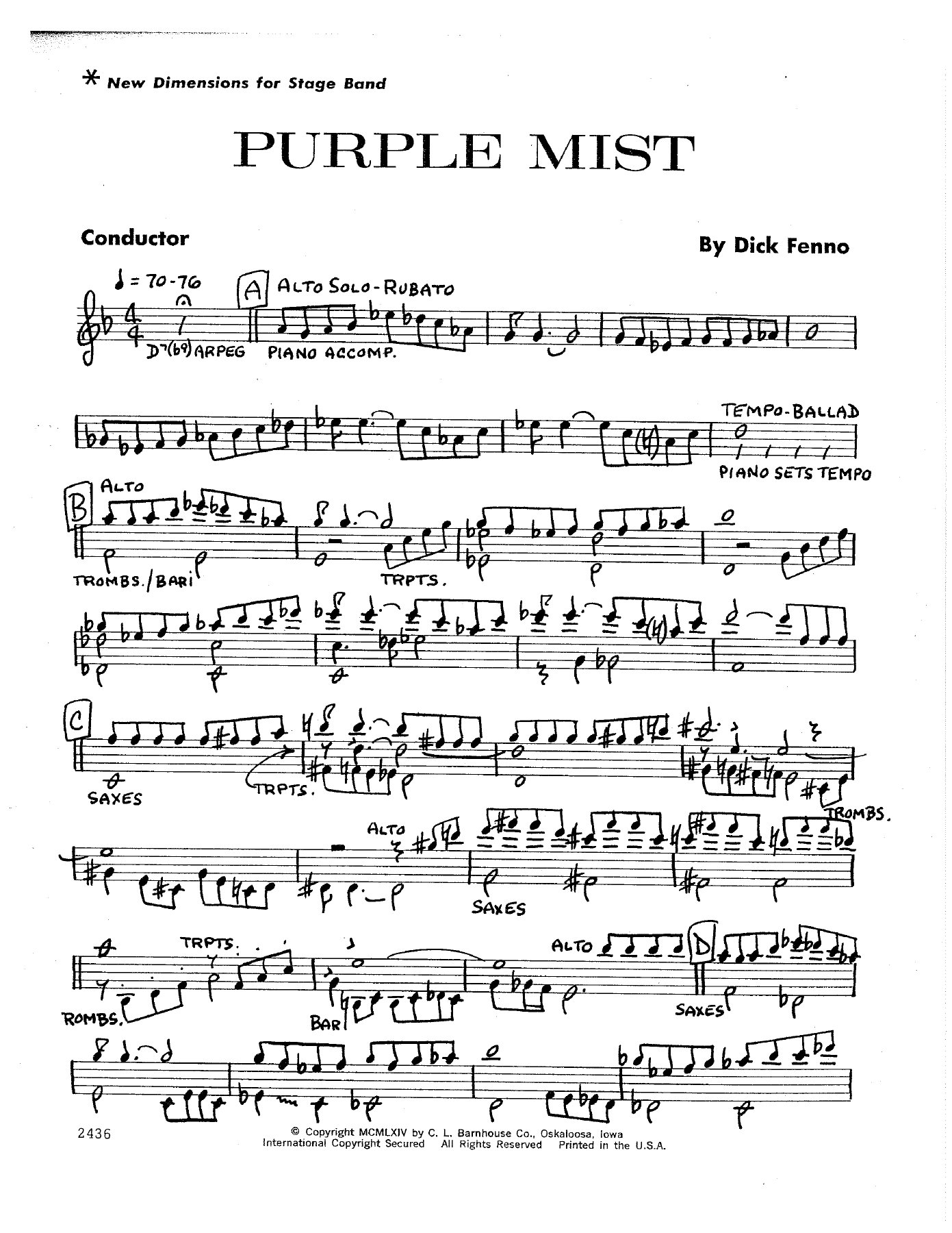 Purple Mist (D.Fenno) — sheet music cover (first page)