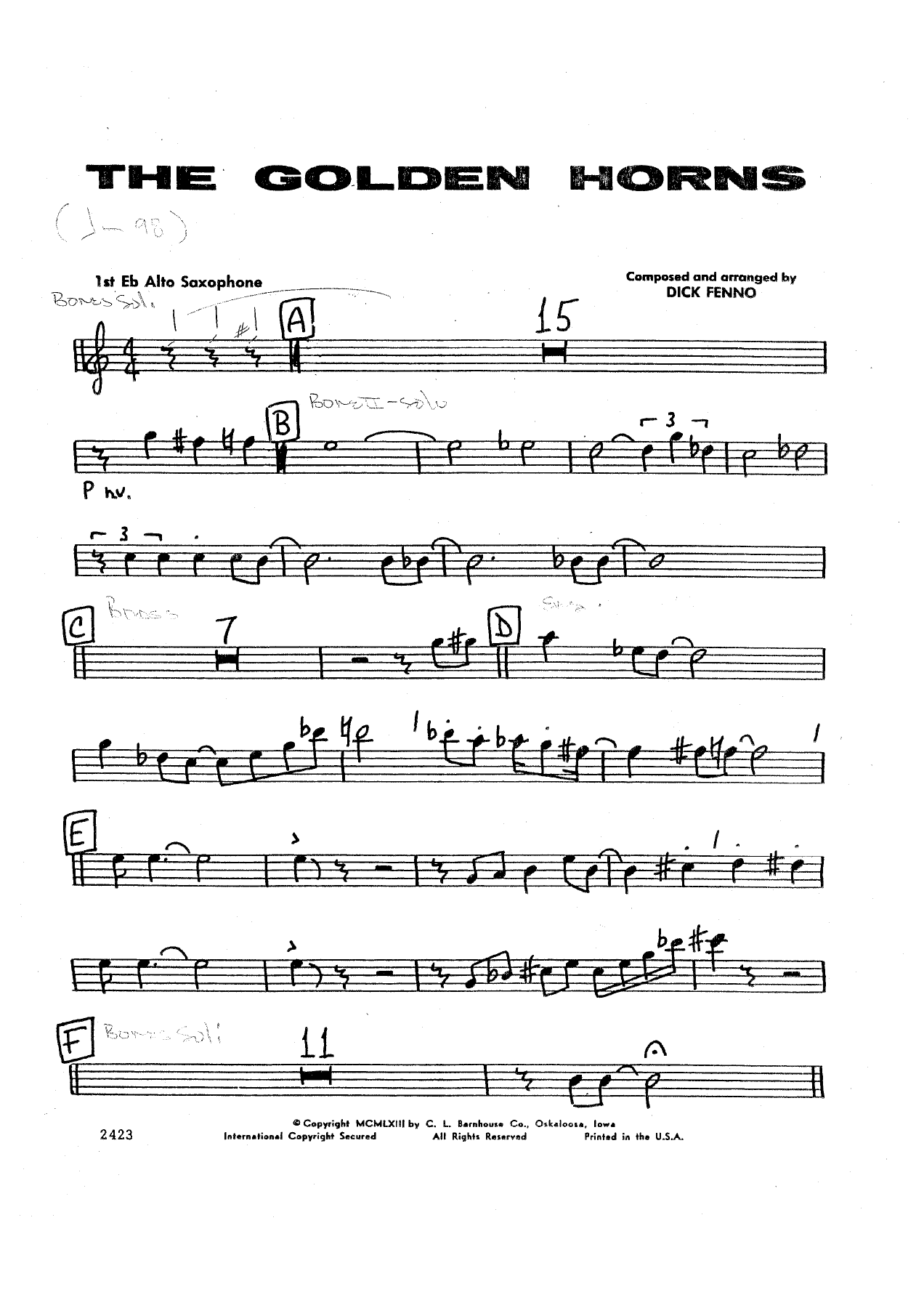 The Golden Horns — Big Band sheet music arranged by D.Fenno | Jazz Standard