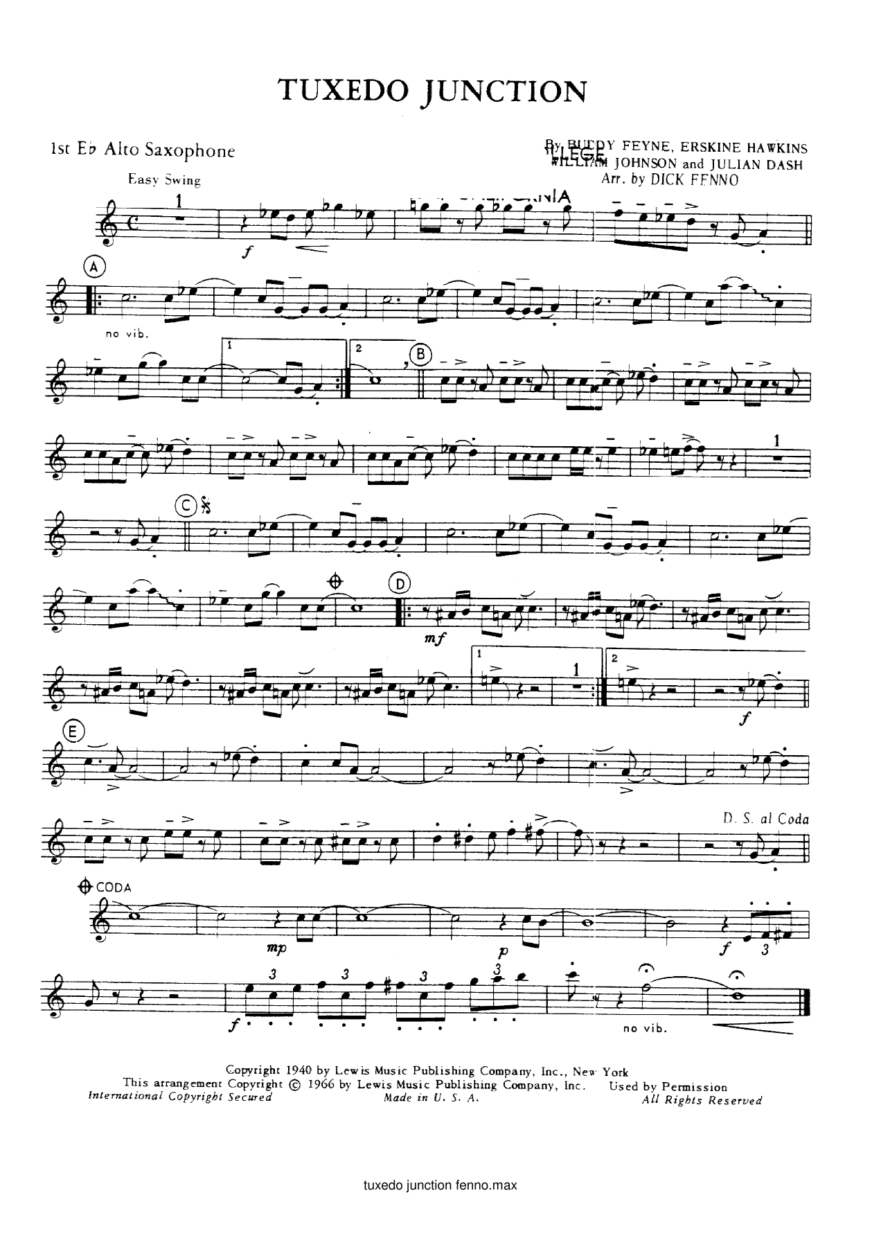 Tuxedo Junction — sheet music preview