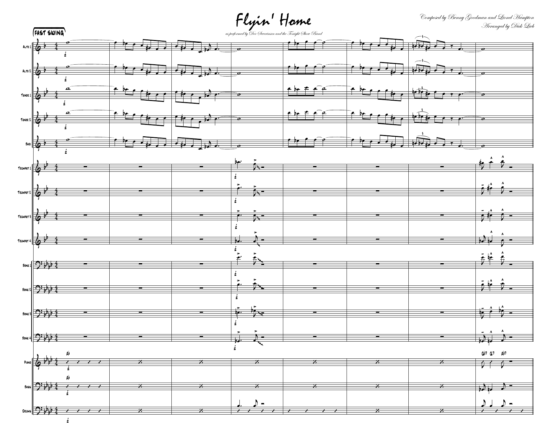 Flyin' Home — sheet music cover (first page)