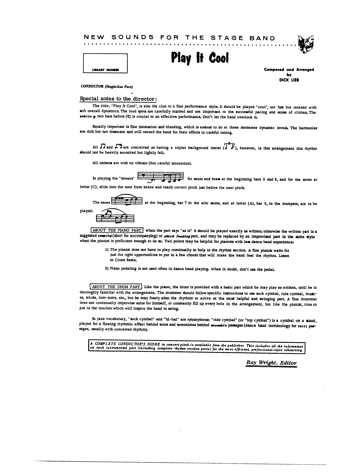Play It Cool — sheet music cover (first page)