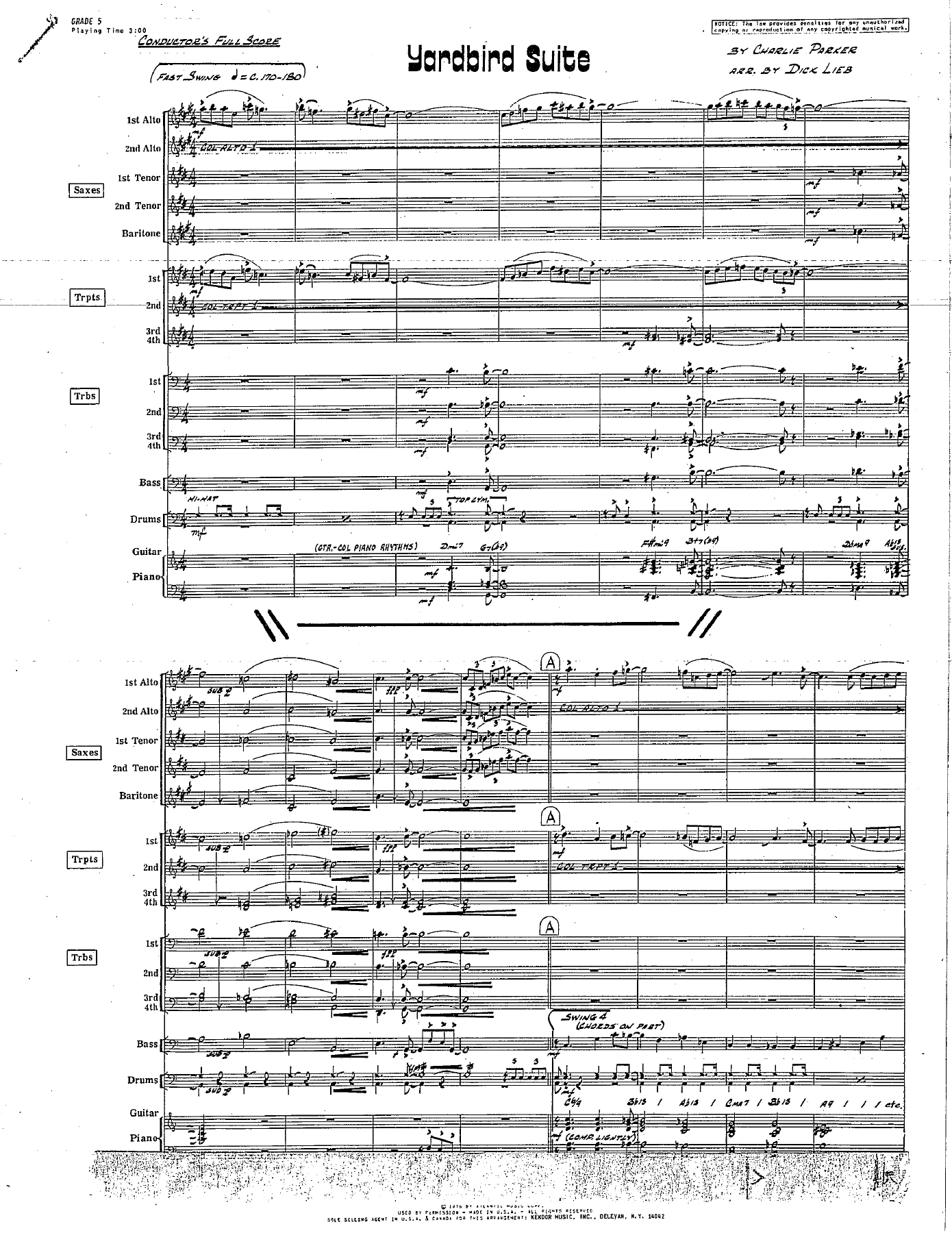 Yardbird Suite (D.Lieb) C.Parker — Big Band sheet music arranged by Dick Lieb | Jazz Standard