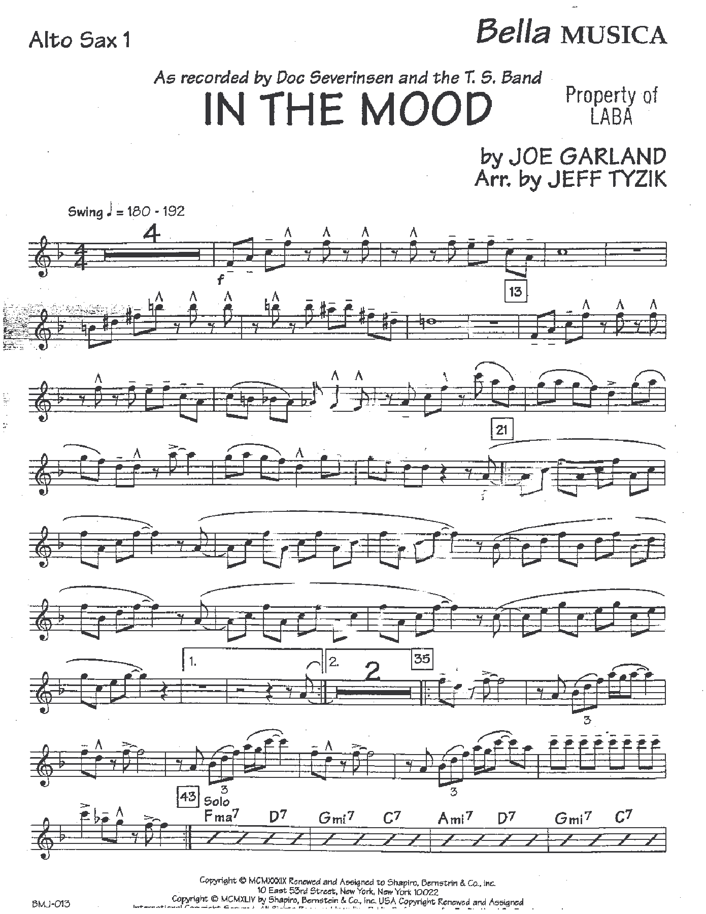 In The Mood — sheet music cover (first page)