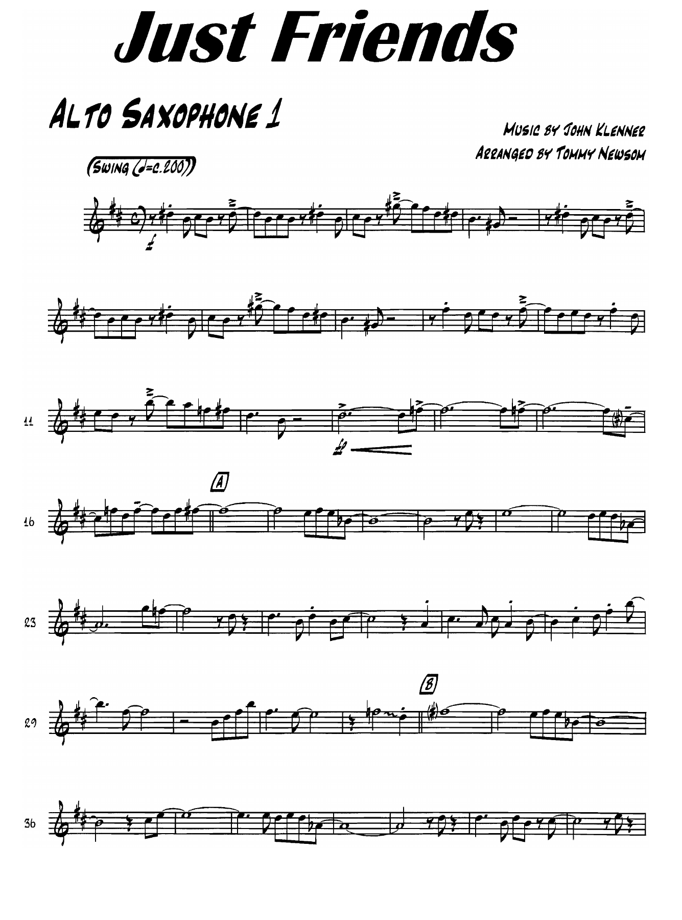 Just Friends — sheet music cover (first page)